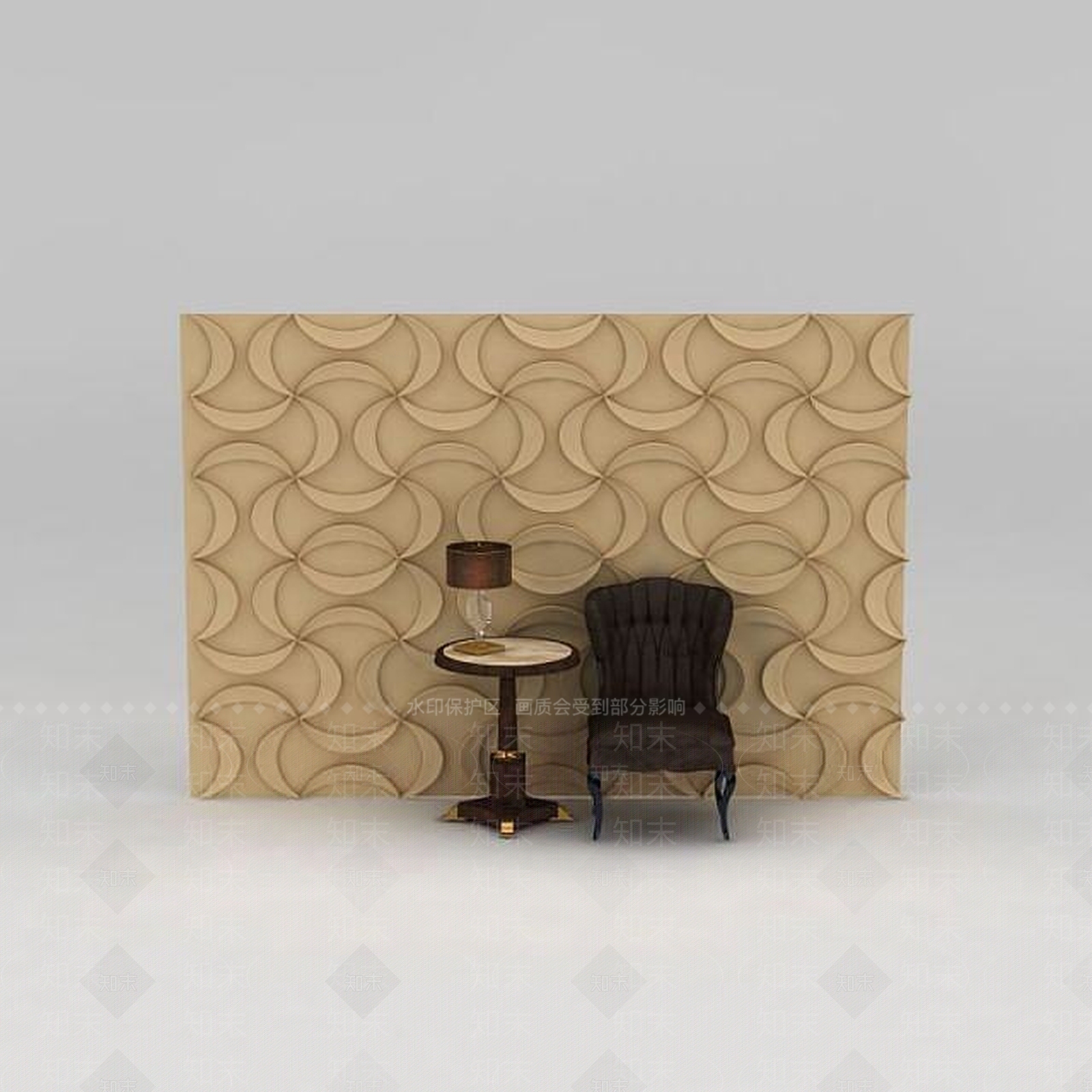 现代单人沙发台灯墙角几组合3D模型下载【ID:1188891206】