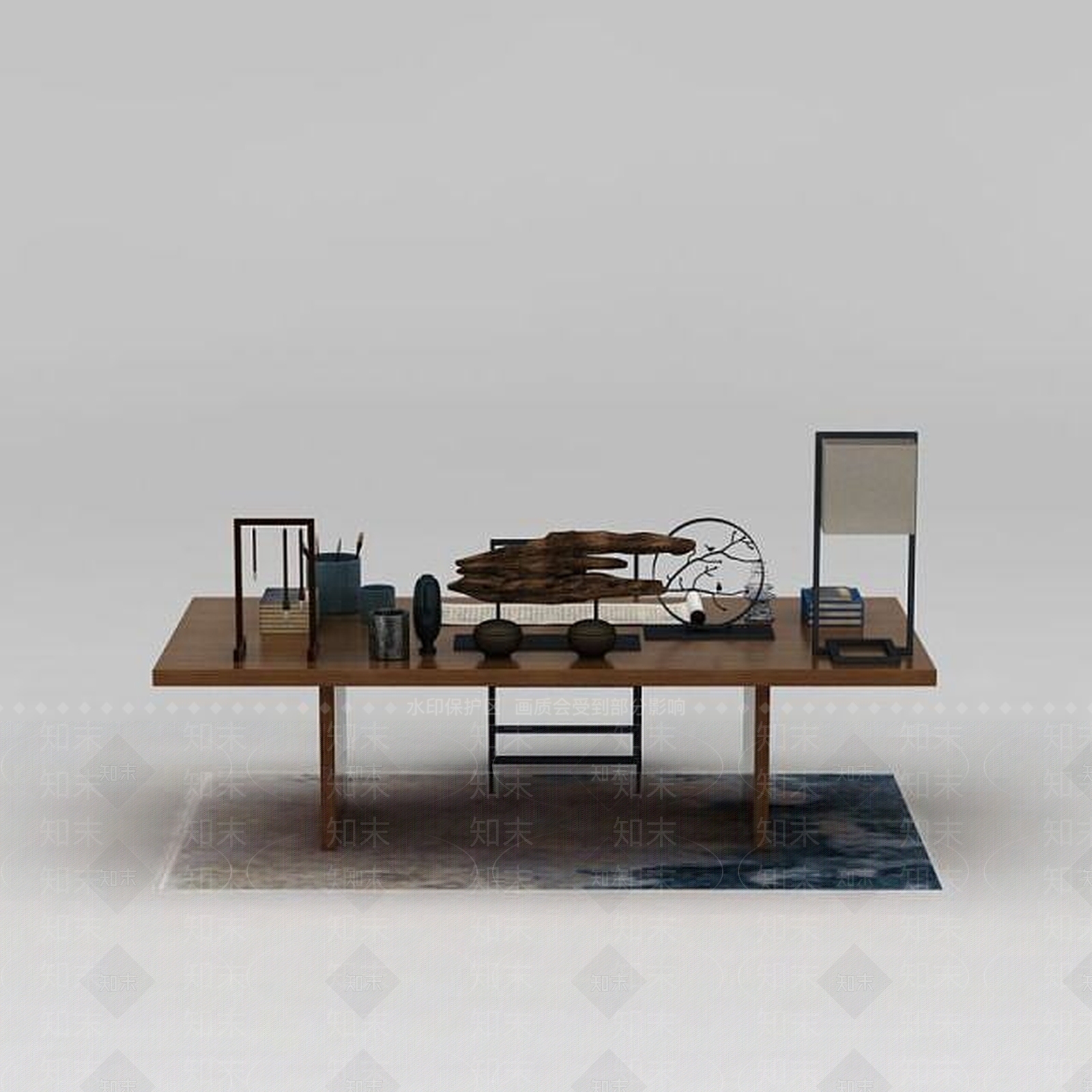 中式桌案3D模型下载【ID:1188895597】