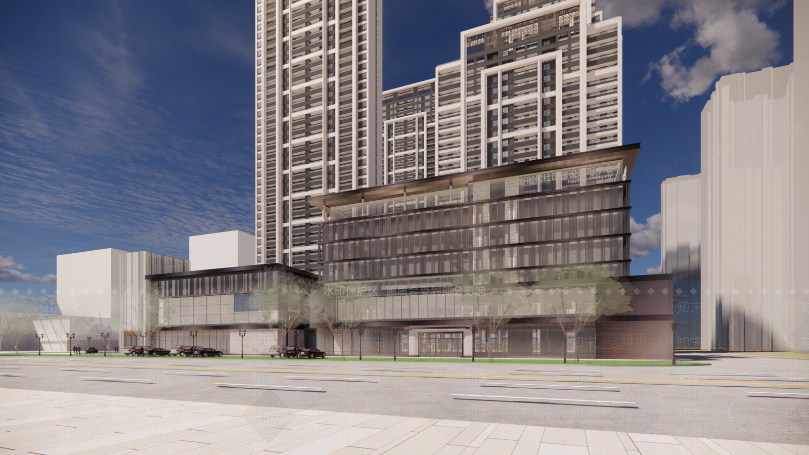 现代小区建筑SU模型下载【ID:1188895759】