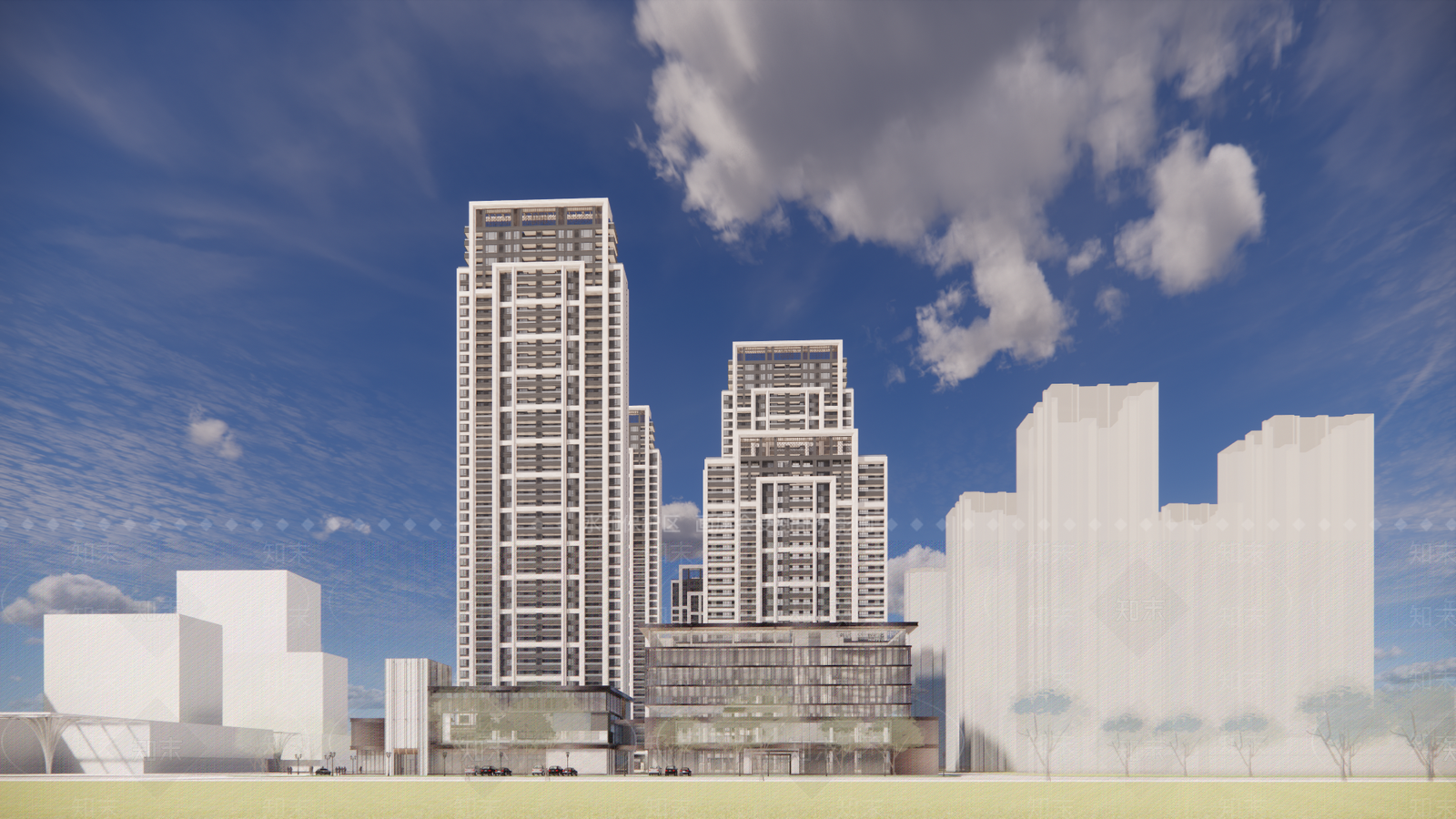 现代小区建筑SU模型下载【ID:1188895759】