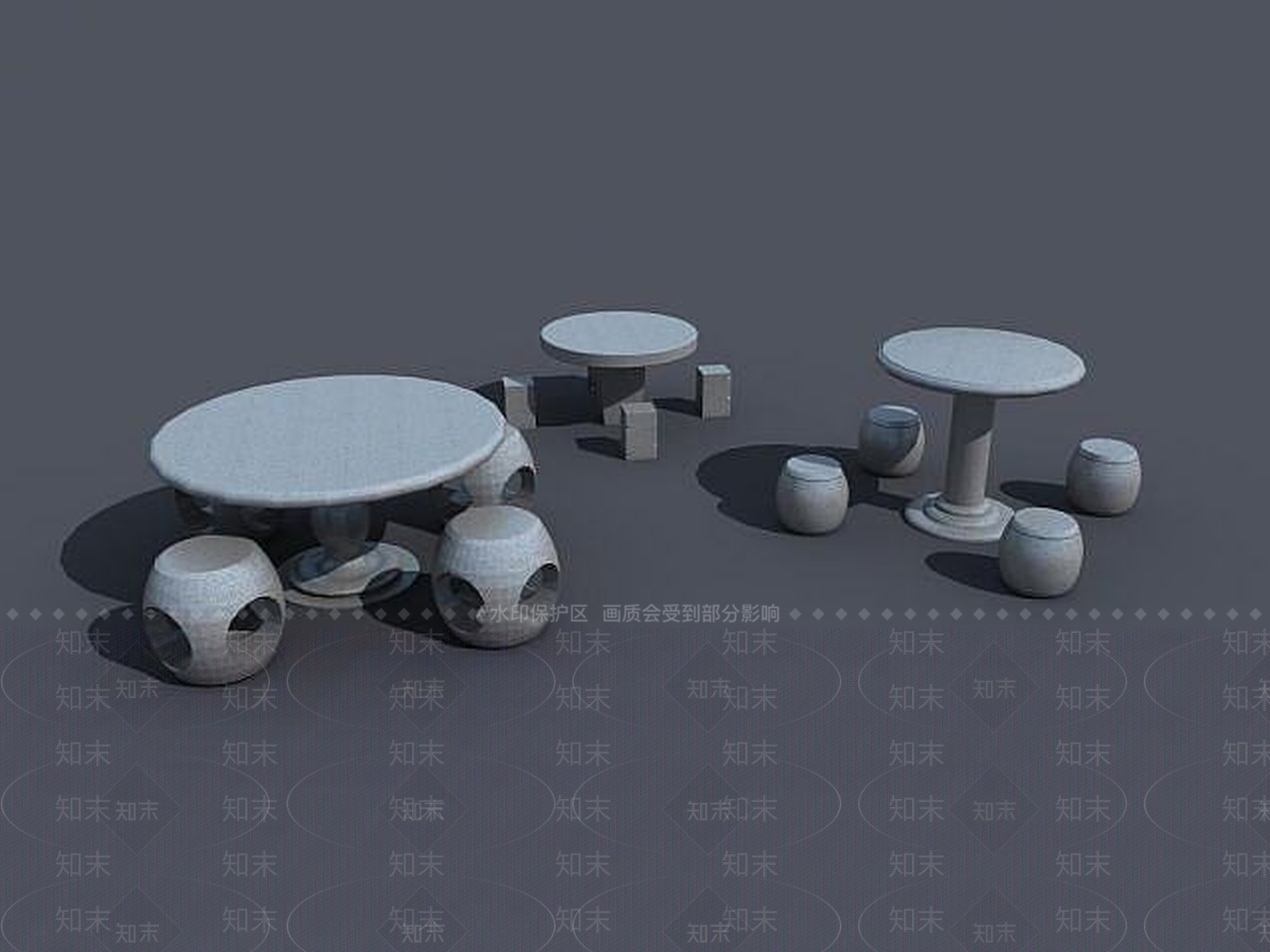 现代石头桌凳3D模型下载【ID:1188898106】