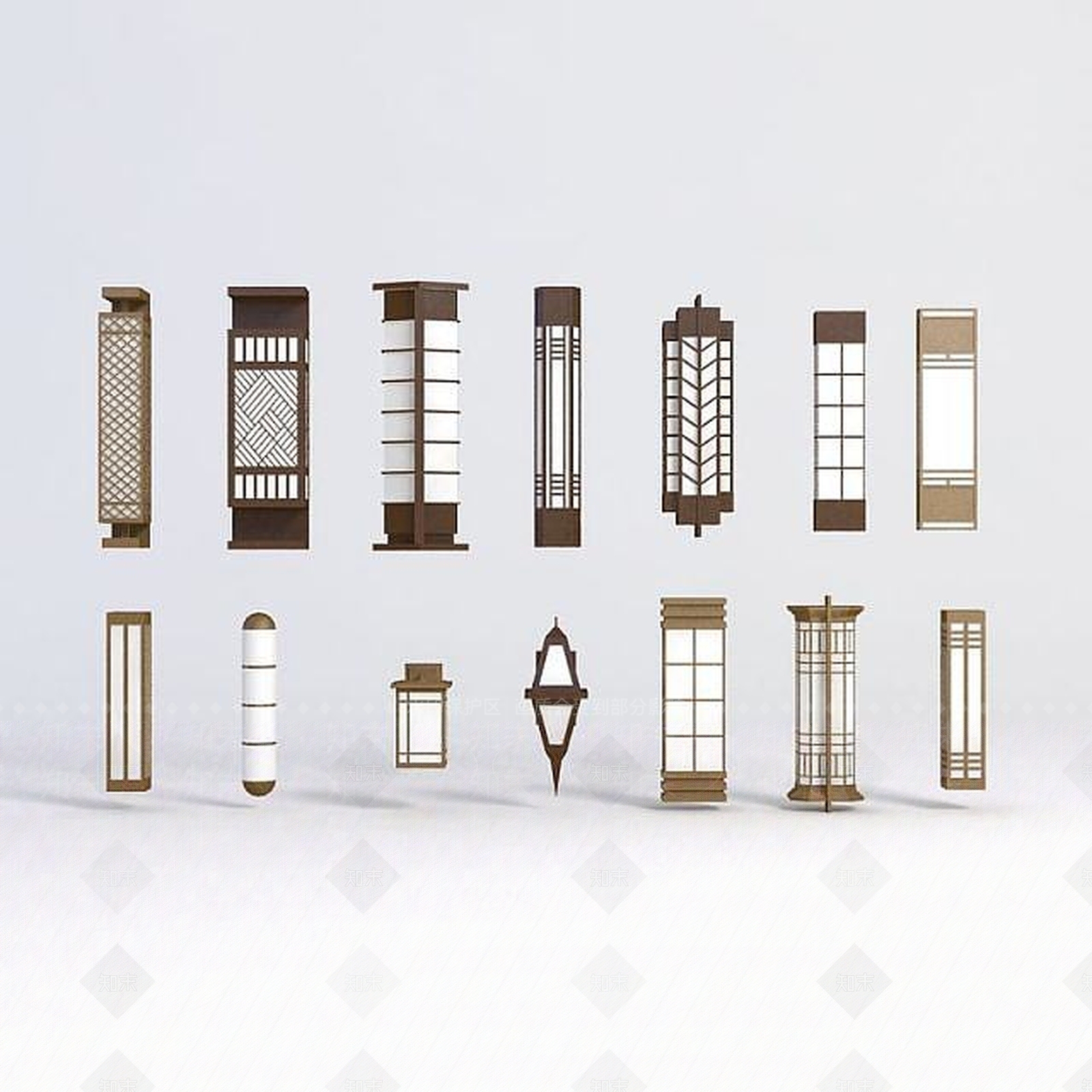 现代商业壁柱壁灯3D模型下载【ID:1188898608】