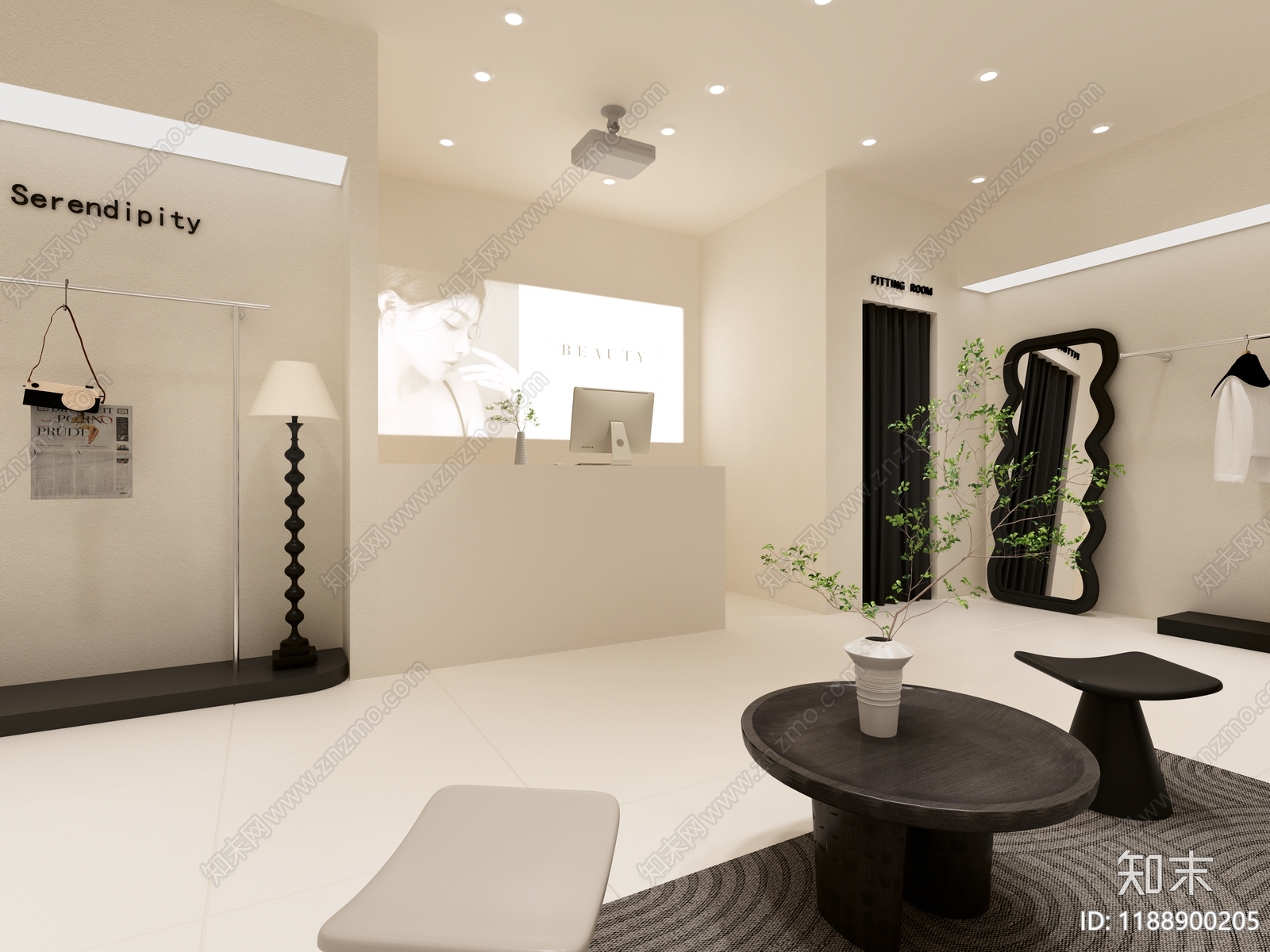 极简奶油服装店3D模型下载【ID:1188900205】