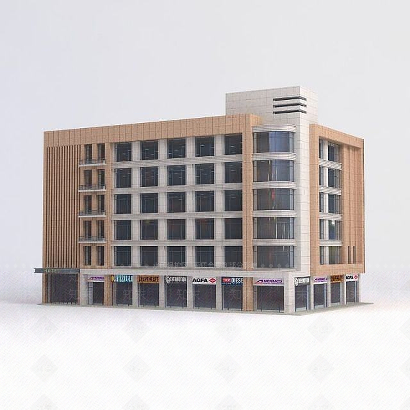 现代酒店建筑3D模型下载【ID:1188902469】
