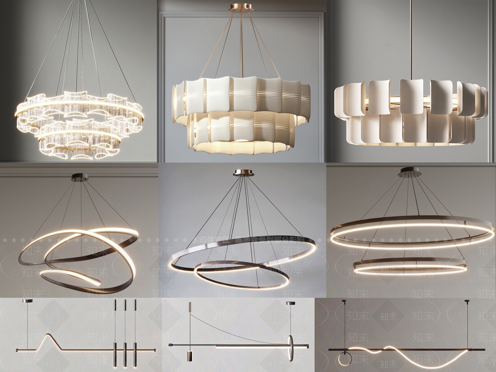 现代简约客厅吊灯3D模型下载【ID:1188904370】