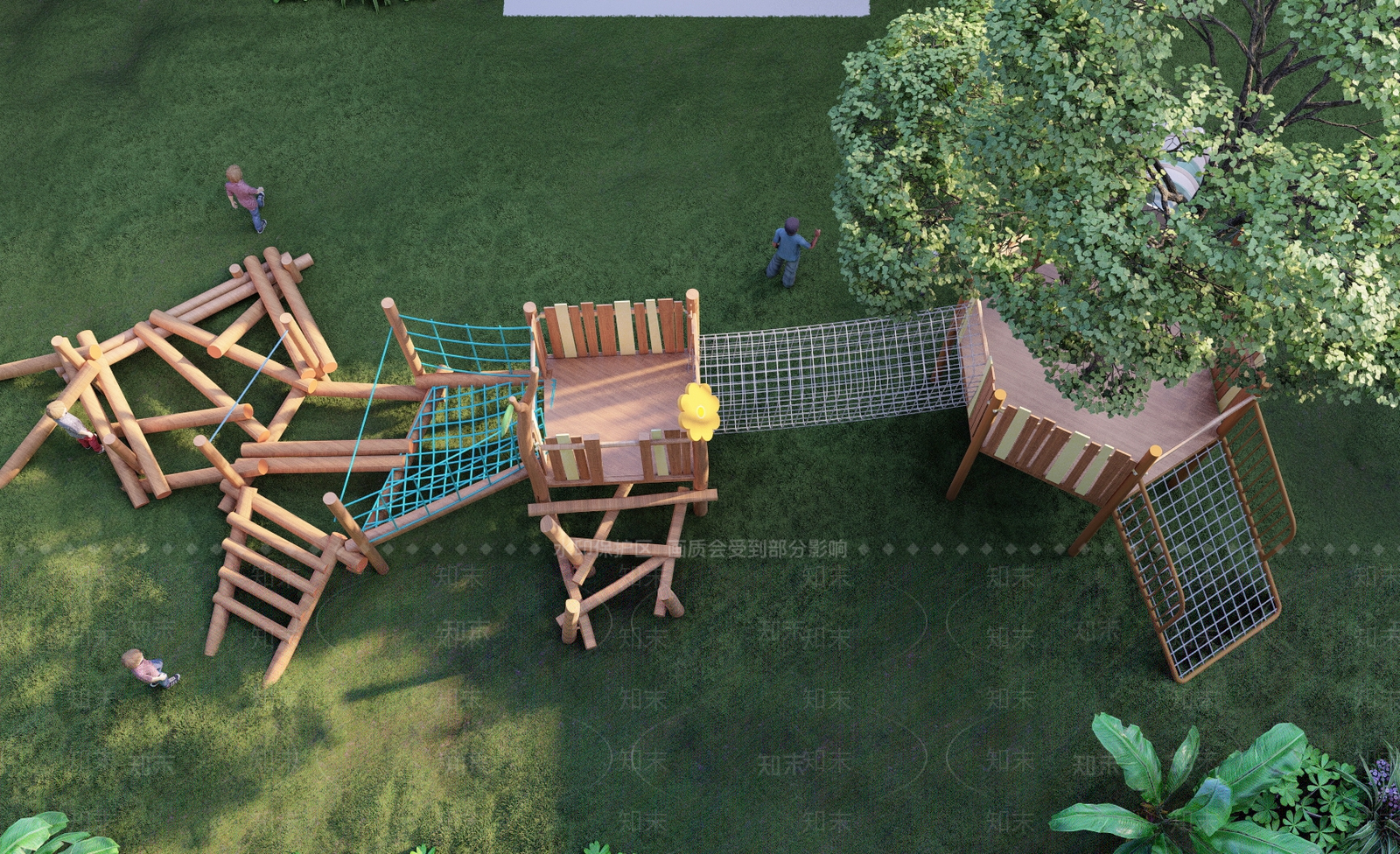 原木儿童游乐区SU模型下载【ID:1188907578】