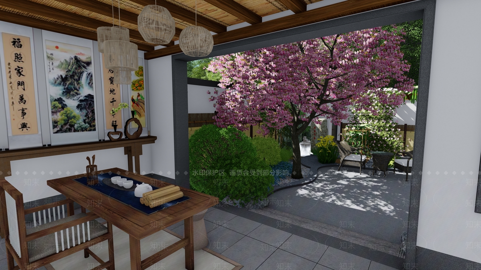 新中式乡村庭院SU模型下载【ID:1188907603】