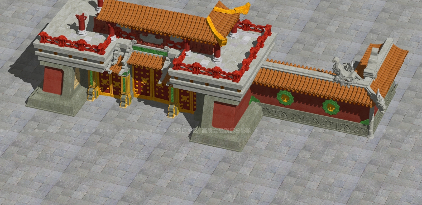 中式复古古建筑SU模型下载【ID:1188908270】