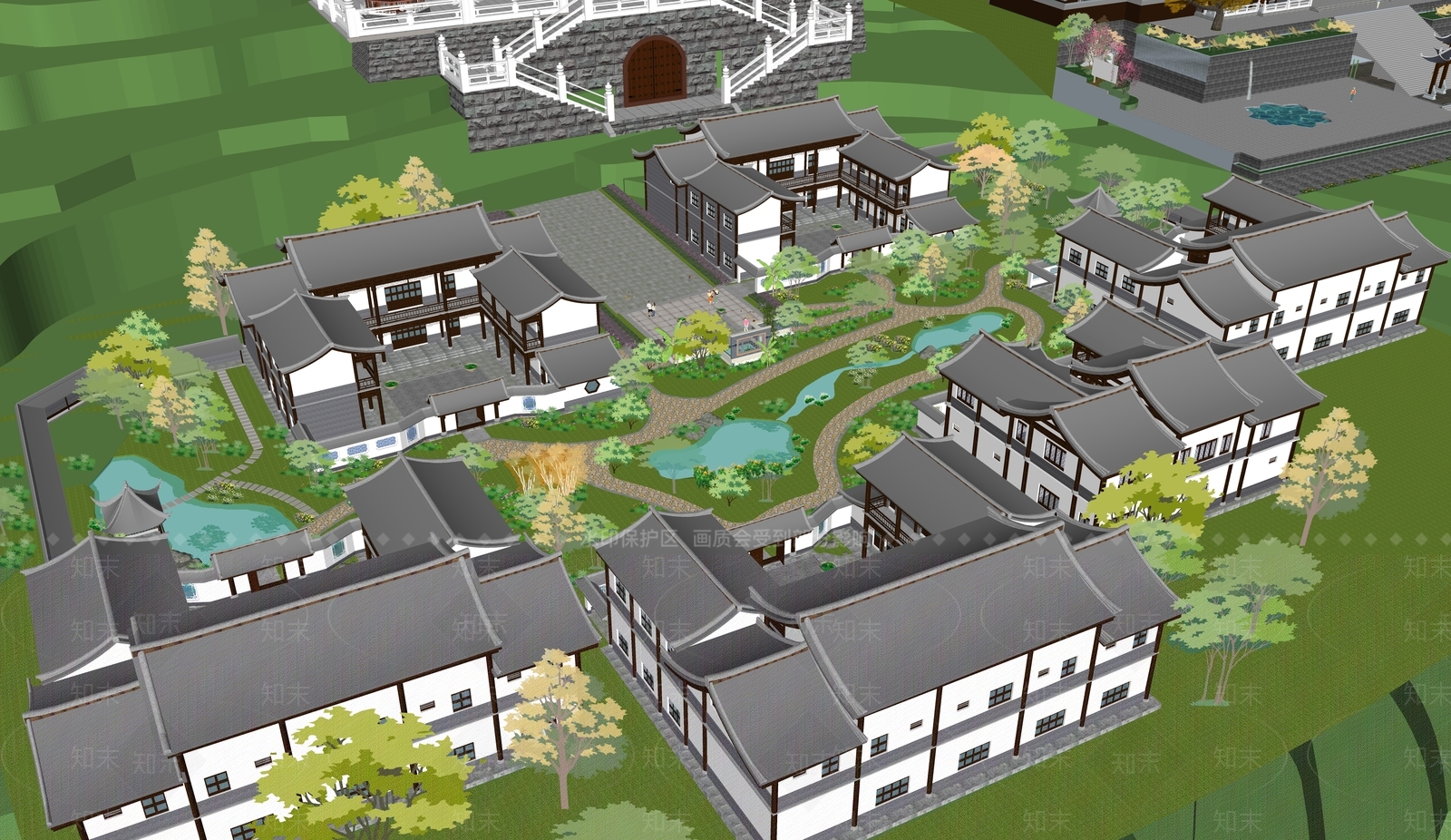 中式古建筑SU模型下载【ID:1188912462】