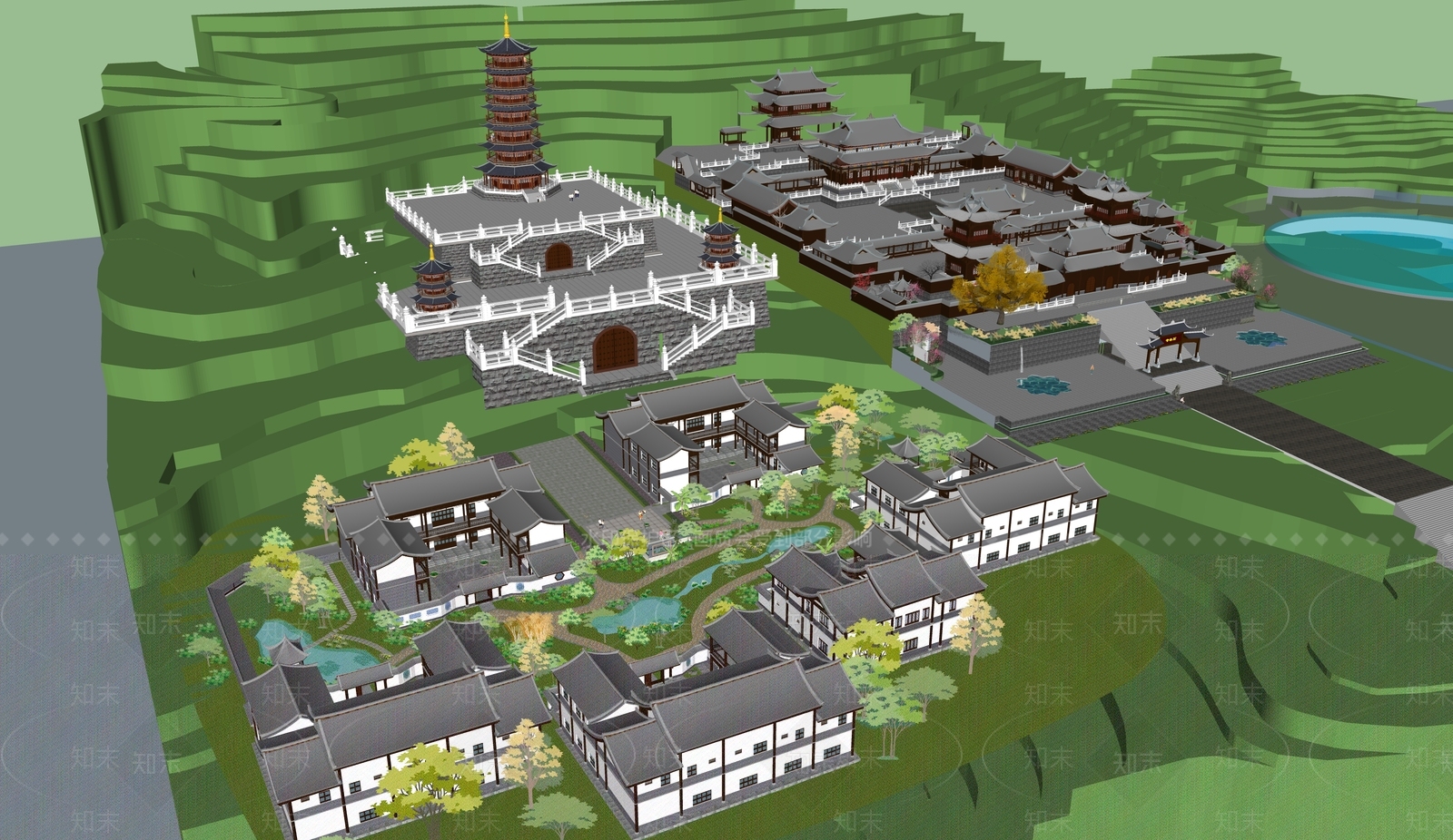中式古建筑SU模型下载【ID:1188912462】