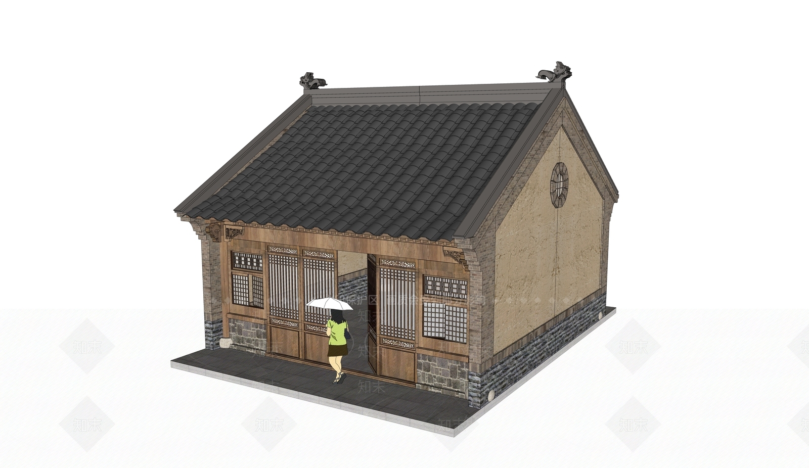 中式古建筑SU模型下载【ID:1188915254】