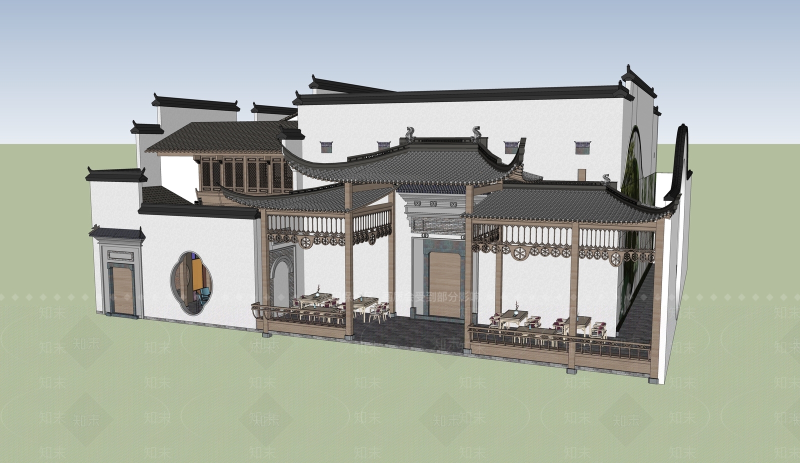 新中式中式四合院SU模型下载【ID:1188917299】