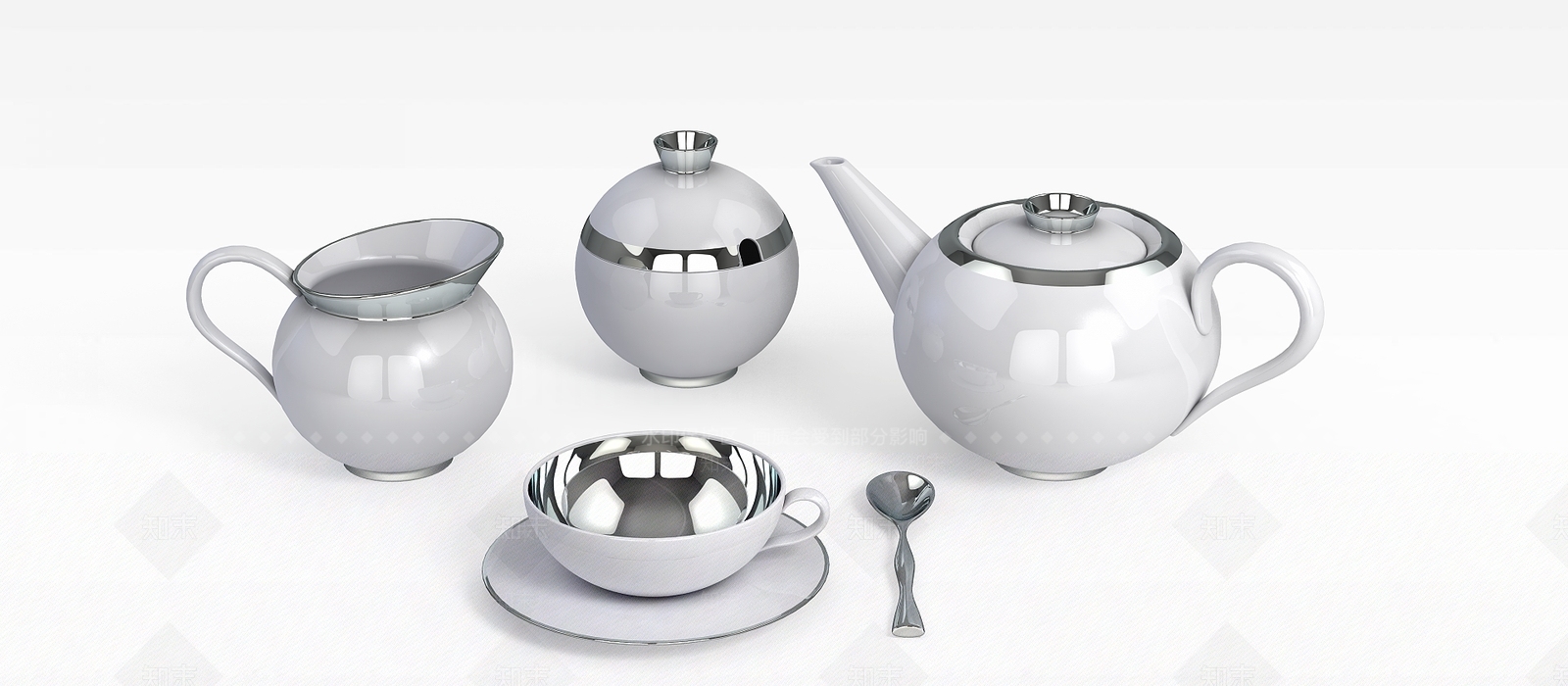 现代精品茶具3D模型下载【ID:1188917190】