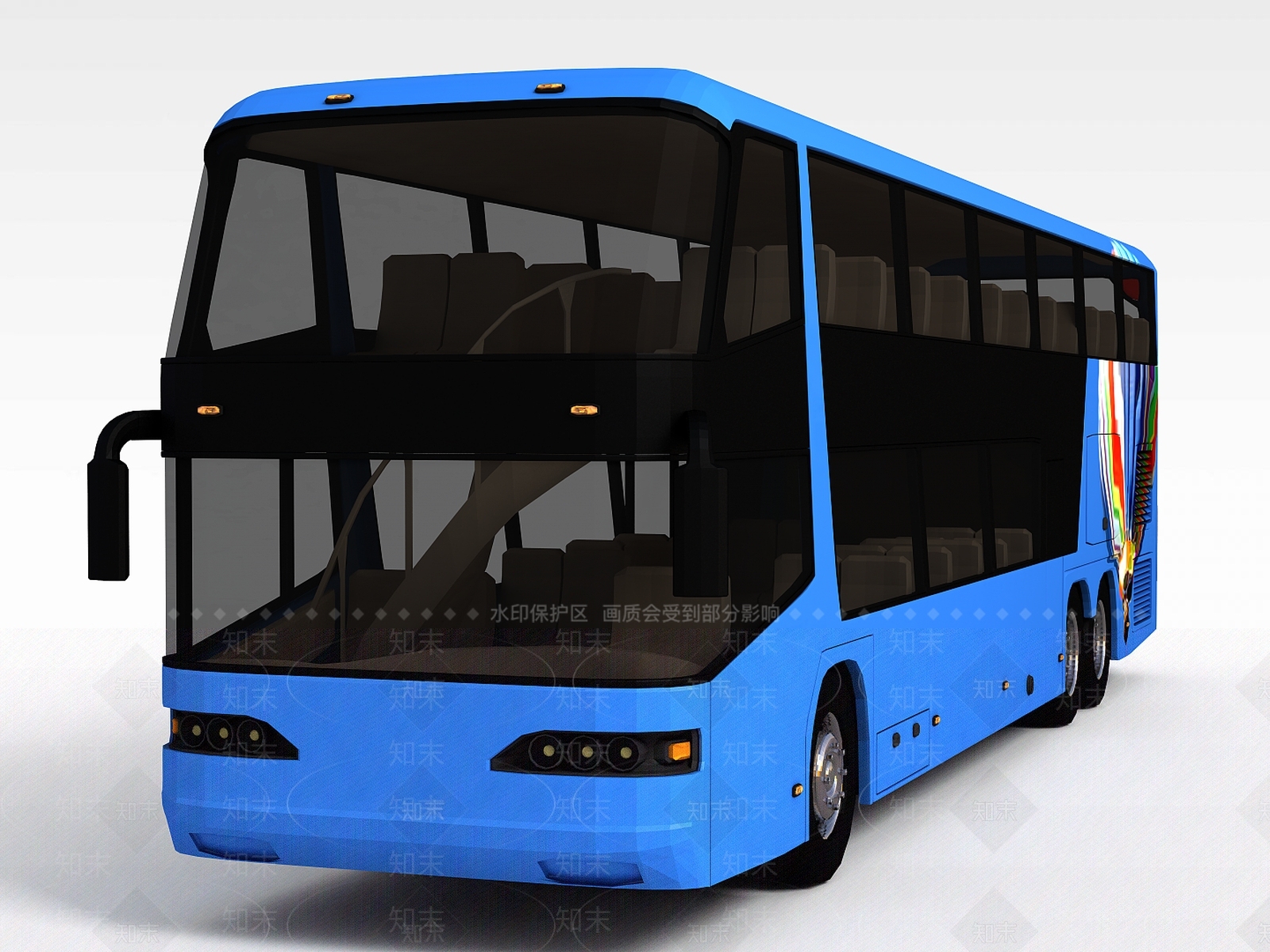 现代公交车3D模型渲染效果图