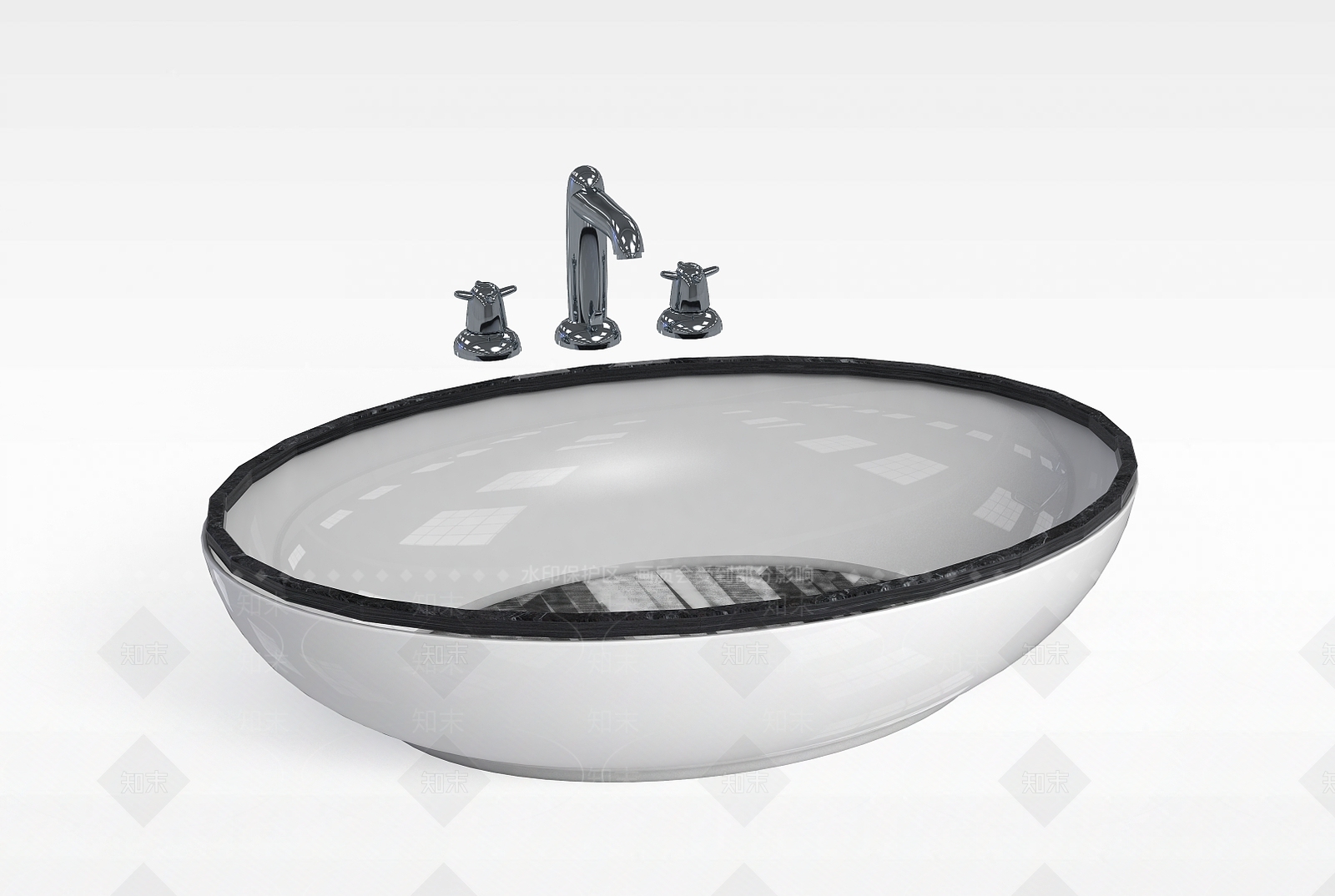 现代圆形洗手台盆3D模型下载【ID:1188917762】