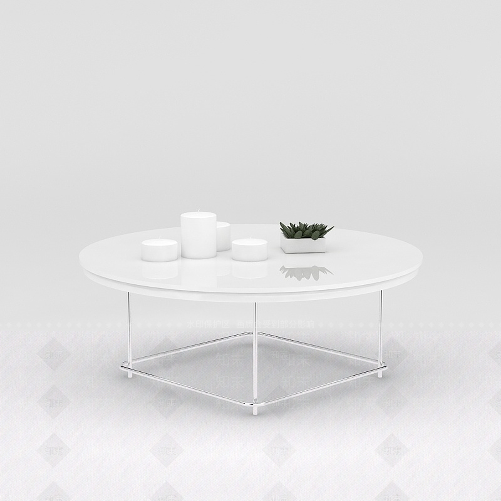 现代白色矮桌3D模型下载【ID:1188918200】