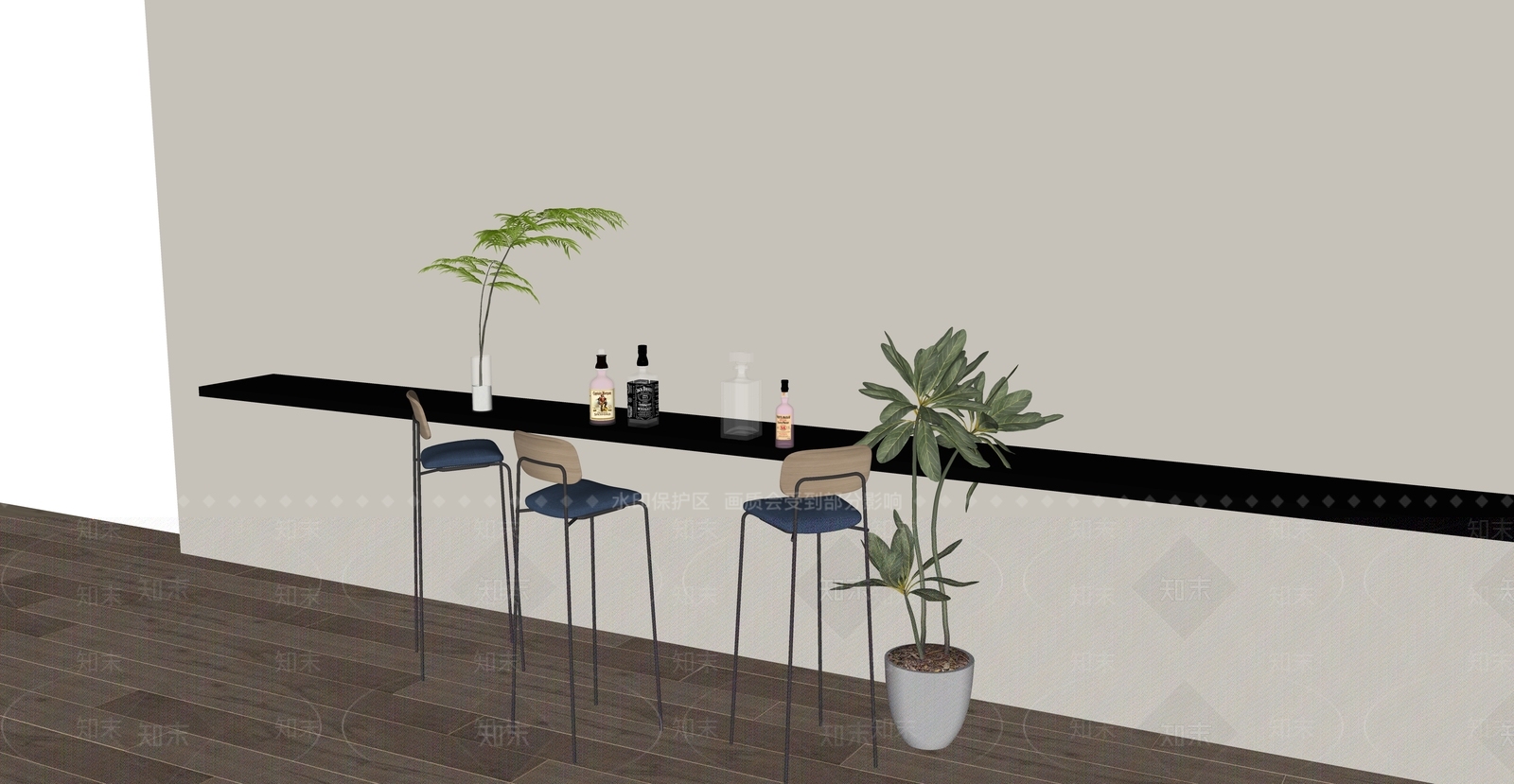 极简奶油吧椅SU模型下载【ID:1188919229】