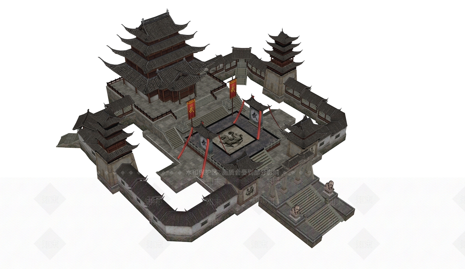 中式古建筑SU模型下载【ID:1188919428】