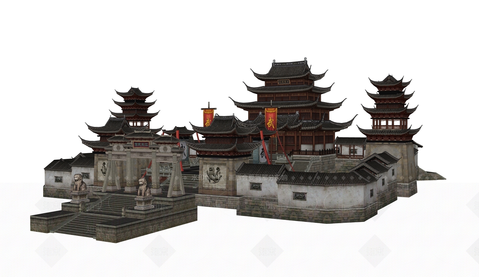中式古建筑SU模型下载【ID:1188919428】