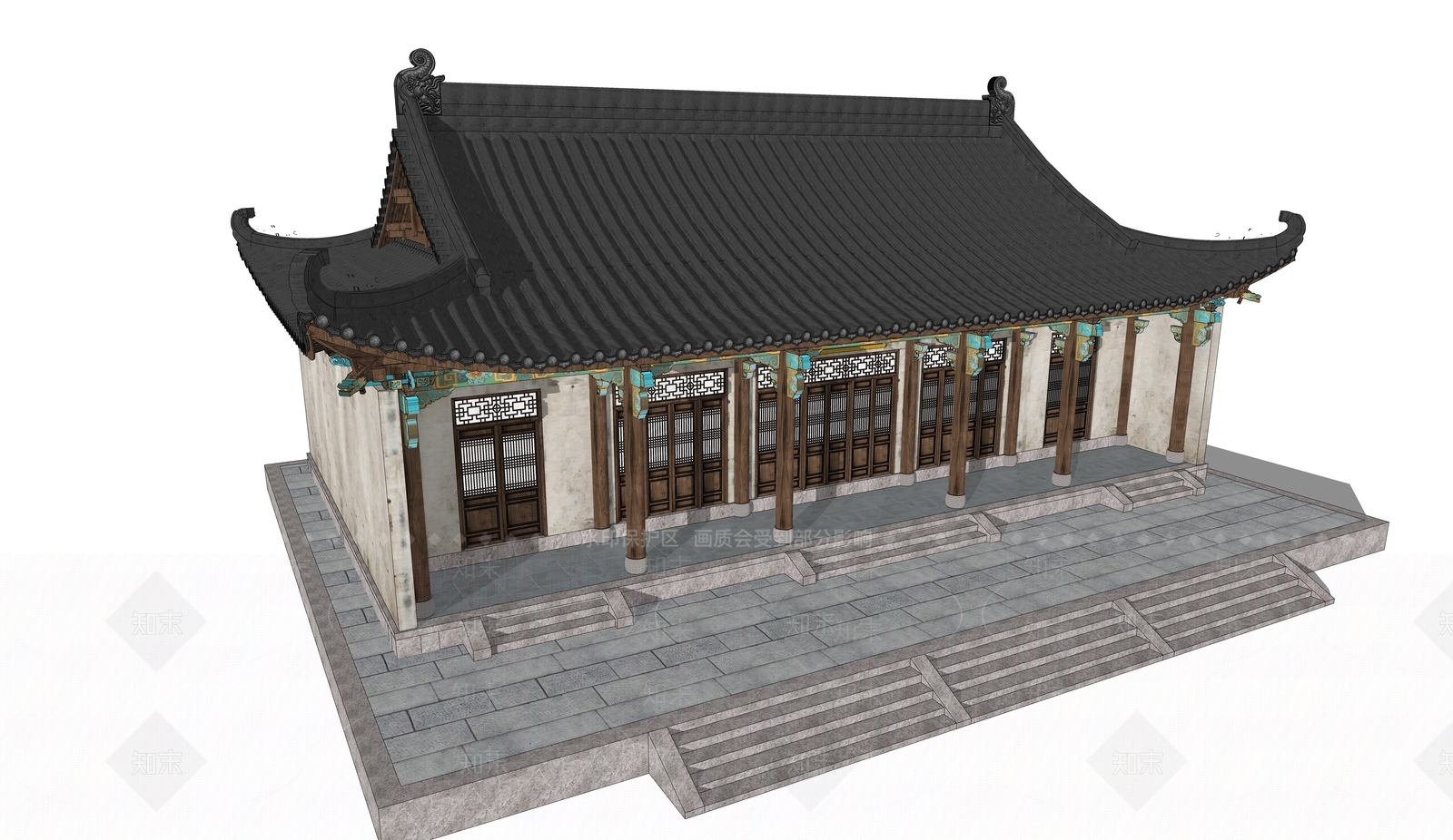 中式古建筑SU模型下载【ID:1188919894】
