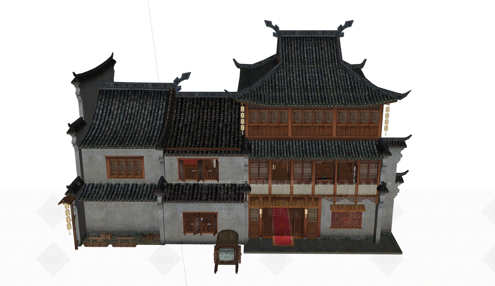 中式古建筑SU模型下载【ID:1188920430】