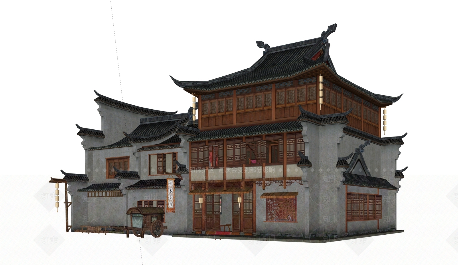 中式古建筑SU模型下载【ID:1188920430】