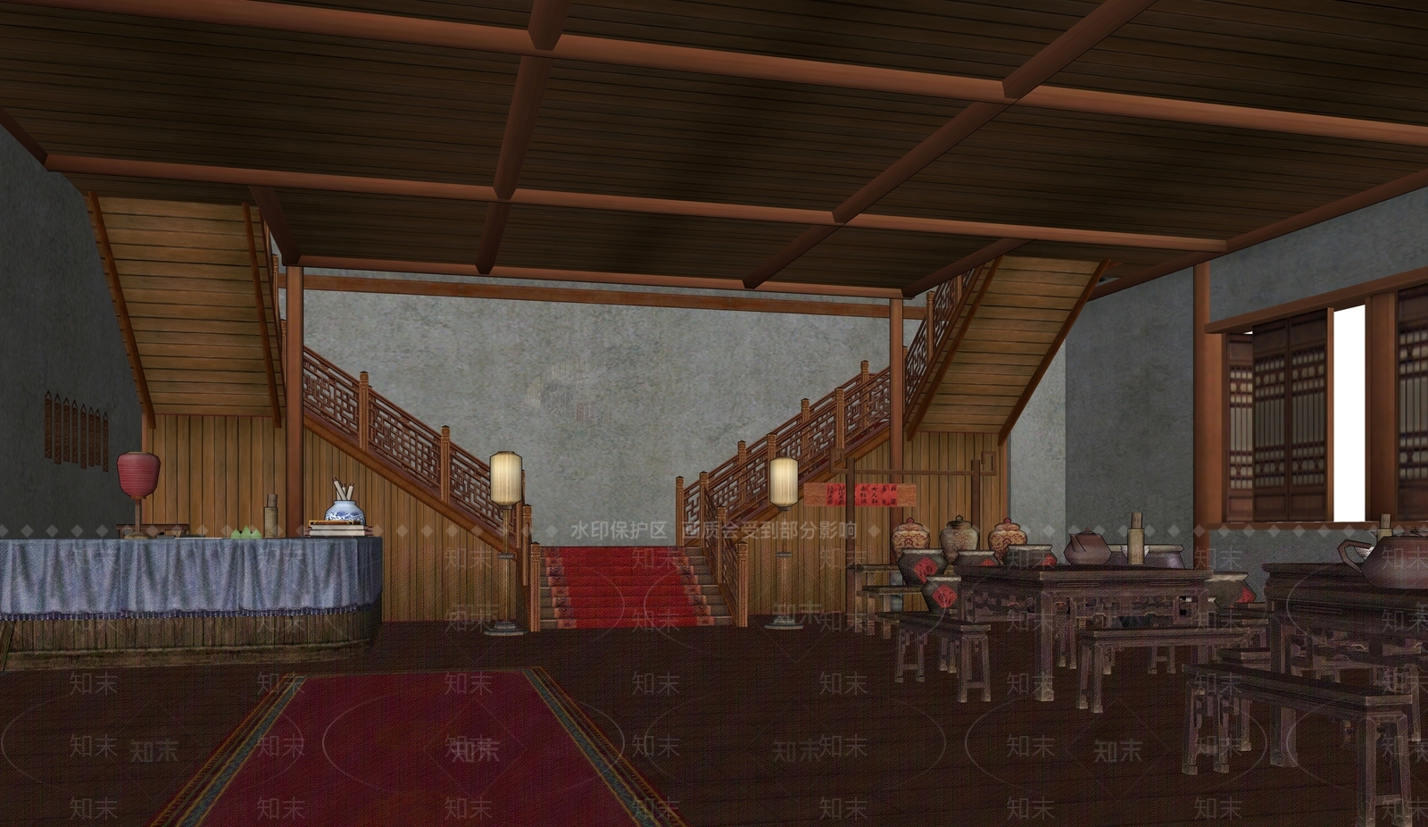 中式古建筑SU模型下载【ID:1188920430】