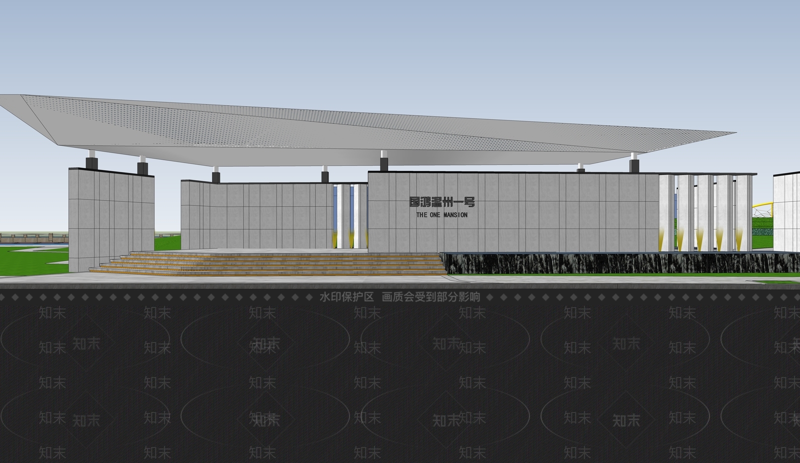 现代售楼处建筑SU模型下载【ID:1188925710】