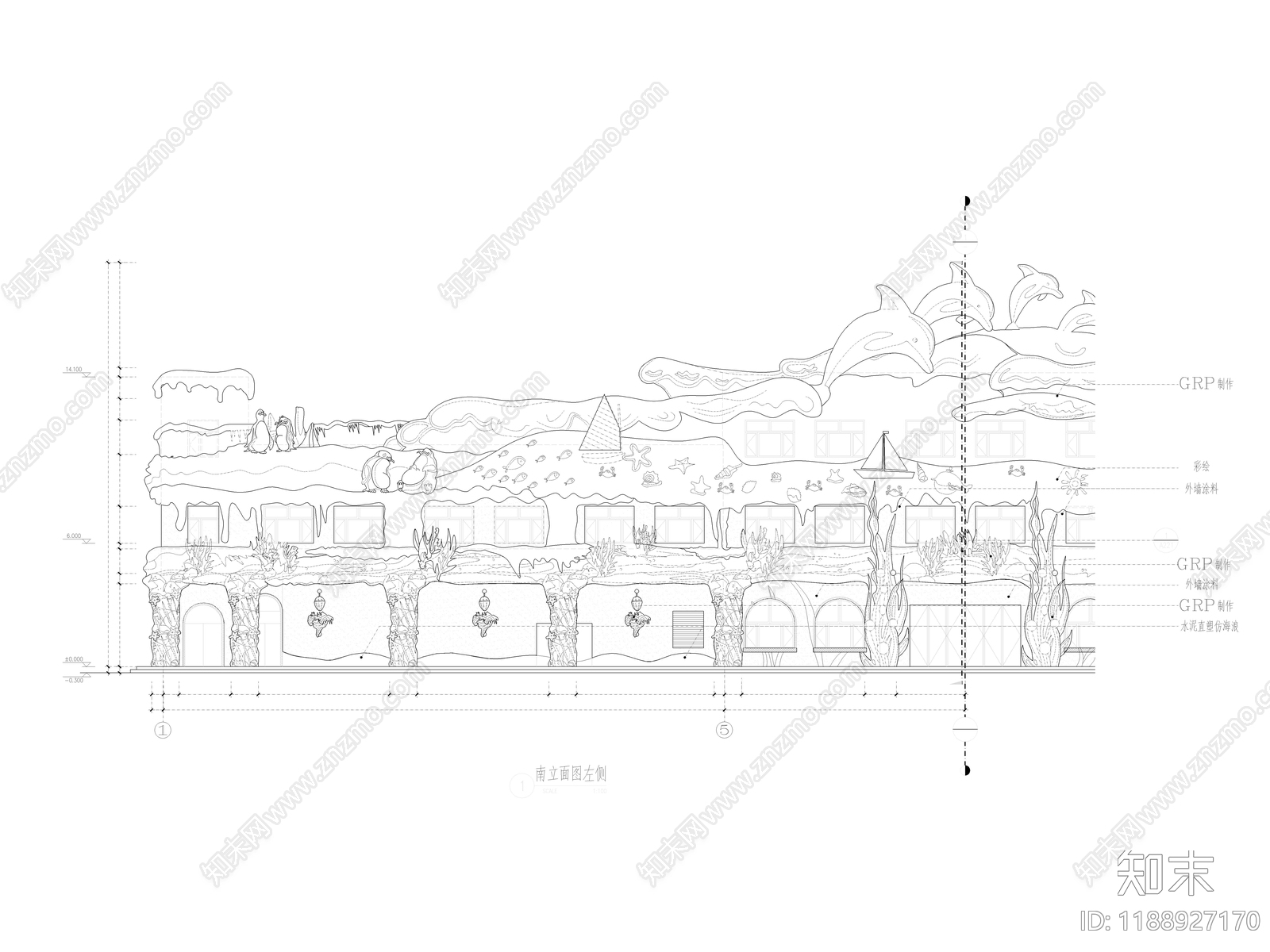 现代美食街施工图下载【ID:1188927170】