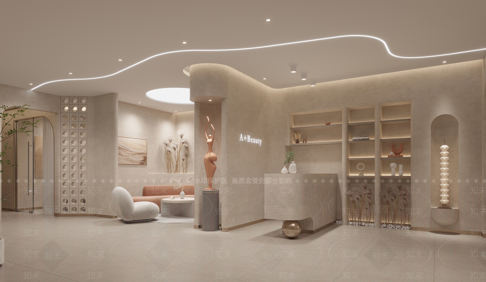 现代侘寂美容院3D模型下载【ID:1188930669】