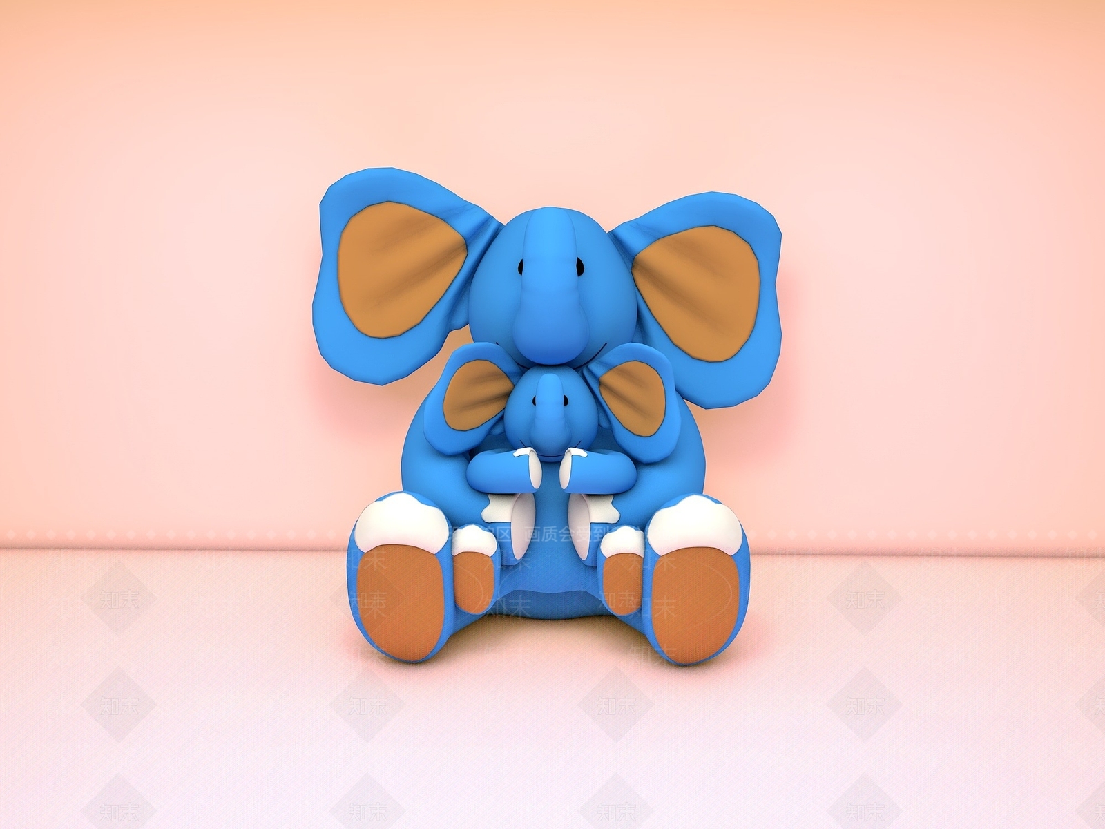 现代毛绒玩具大象3D模型下载【ID:1188928764】