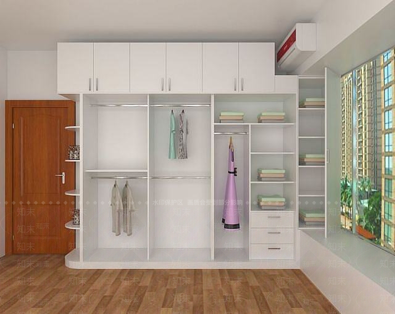 现代卧室无门衣柜3D模型下载【ID:1188928749】