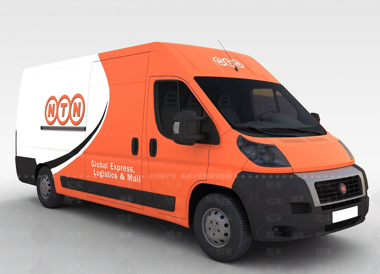 现代橙色快递车3D模型下载【ID:1188929072】