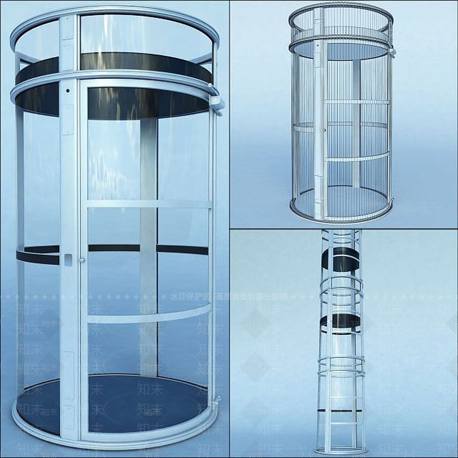 现代圆形观光电梯3D模型下载【ID:1188929304】