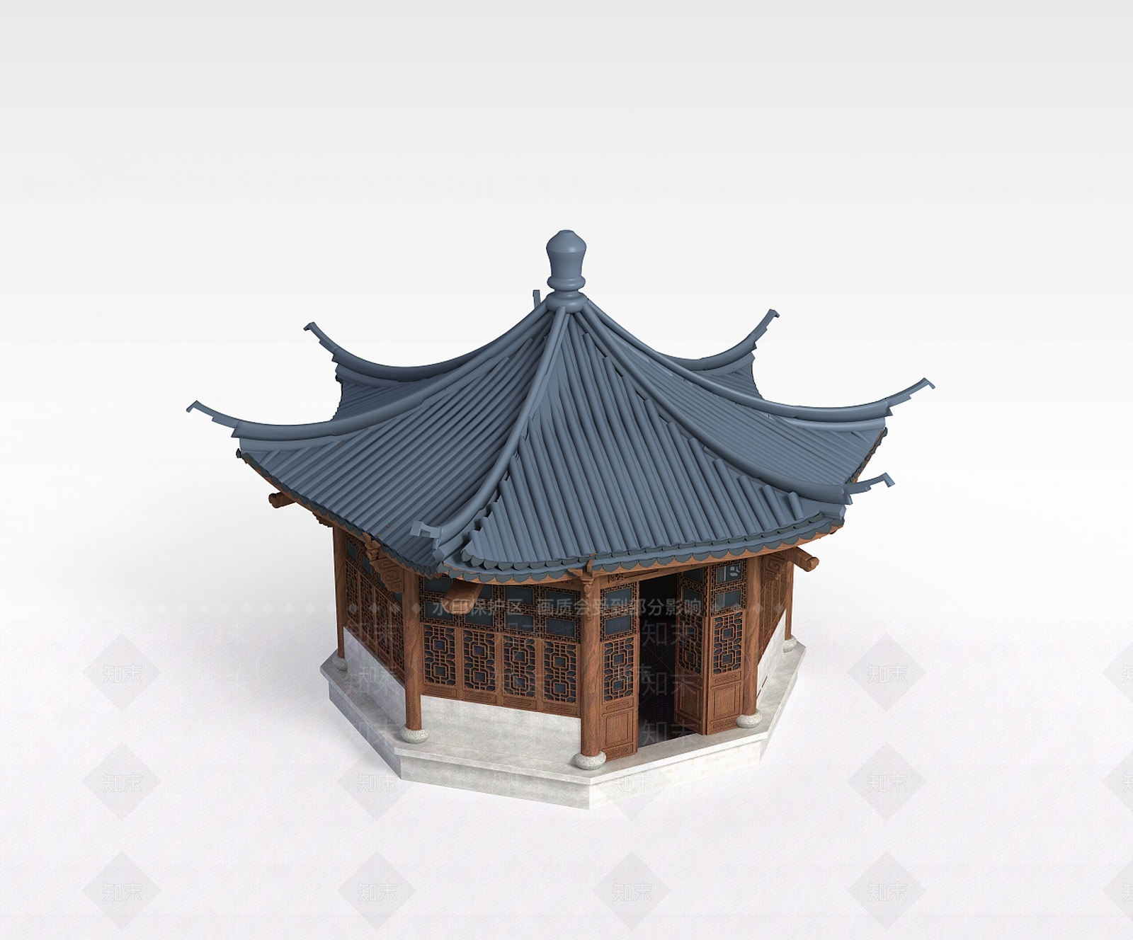 现代古建亭子3D模型下载【ID:1188929749】