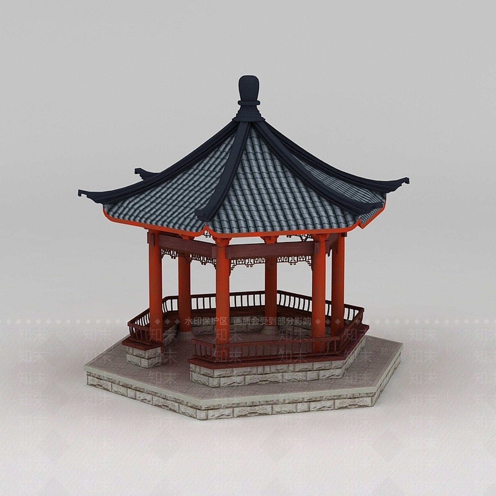 现代古建亭子3D模型下载【ID:1188929967】