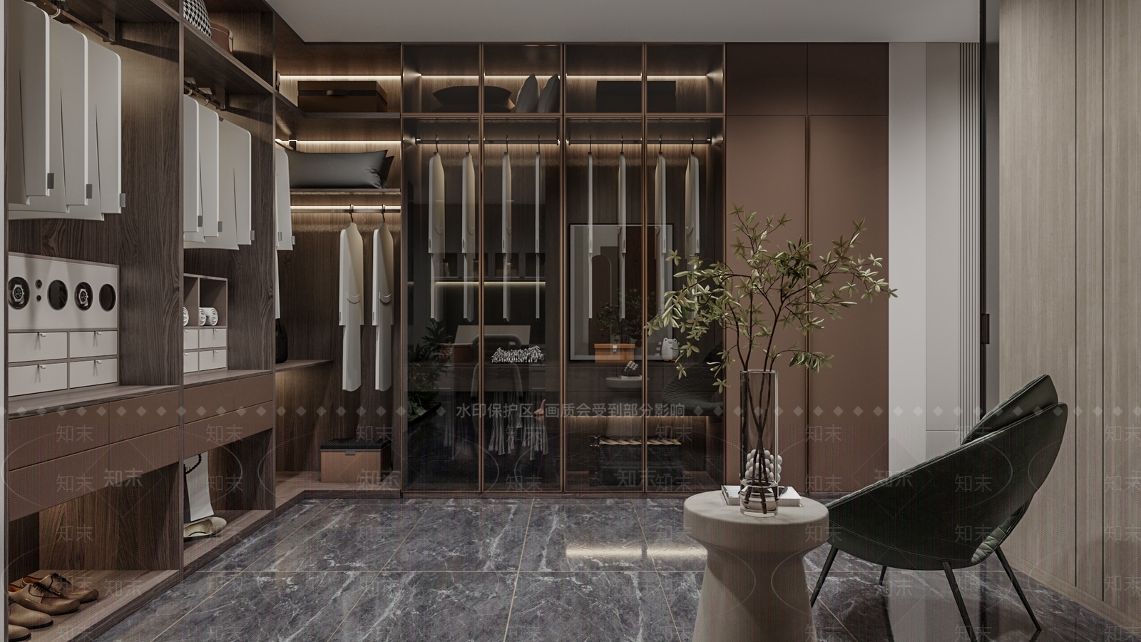 现代轻奢衣帽间3D模型下载【ID:1188930401】