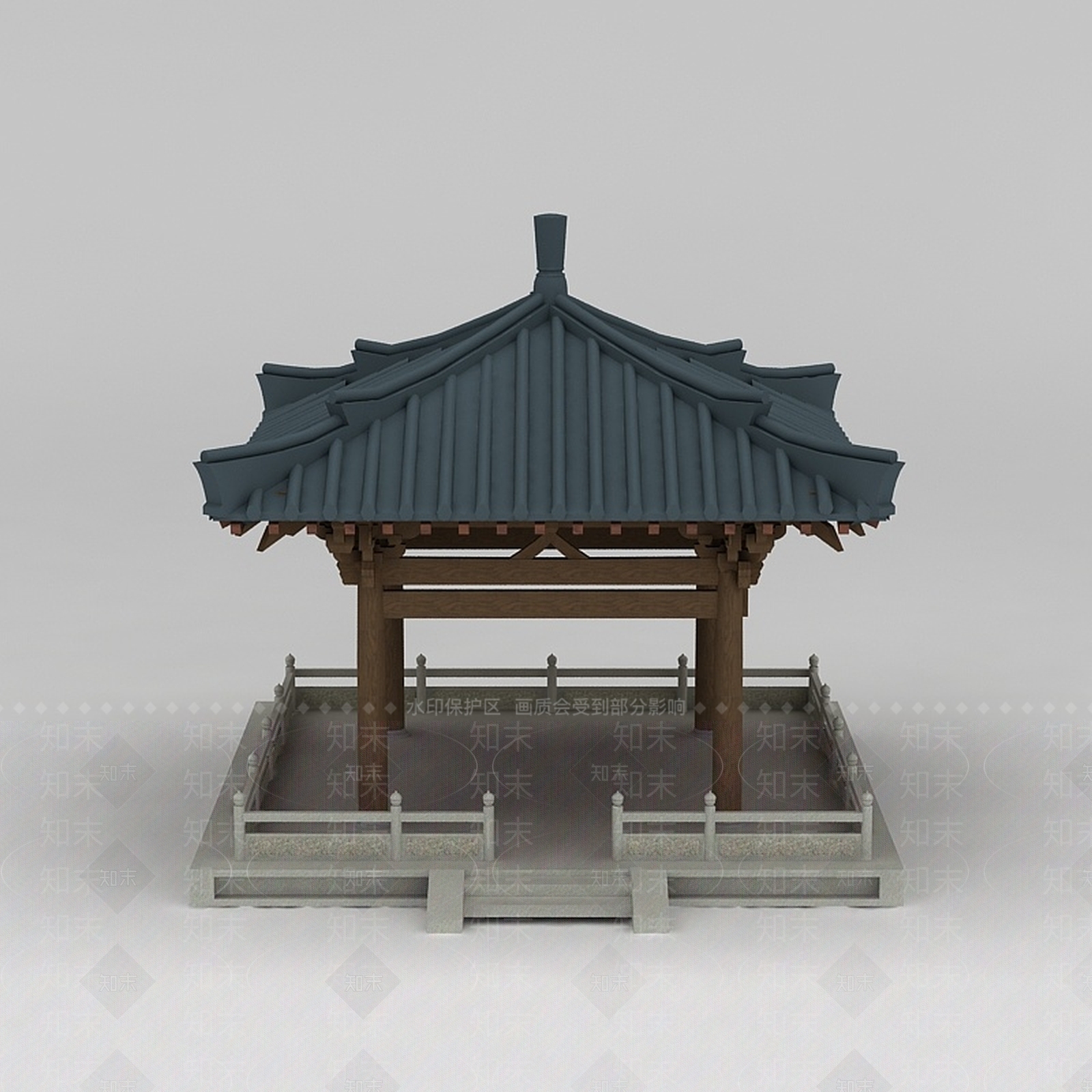 现代古建亭子3D模型下载【ID:1188930102】