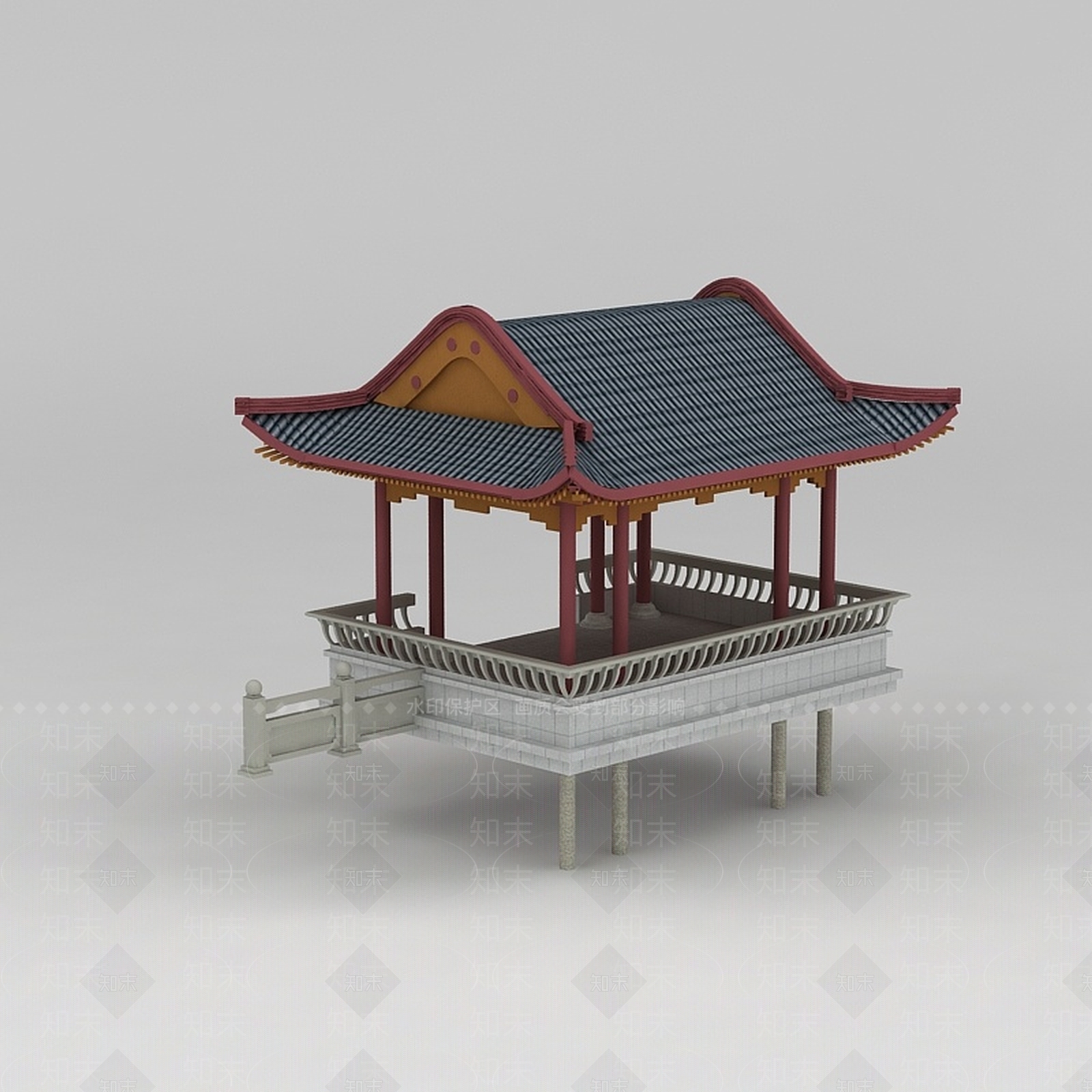 现代公园仿古亭子3D模型下载【ID:1188930246】