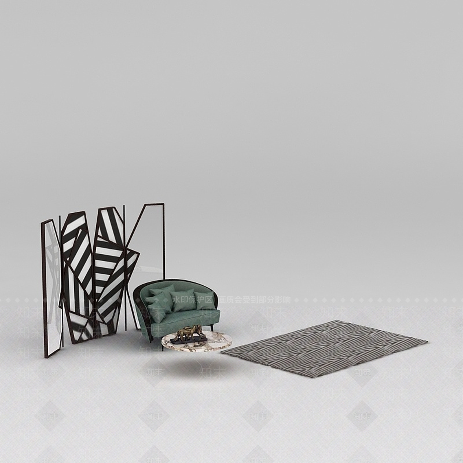 现代多人沙发椅屏风组合3D模型下载【ID:1188930742】