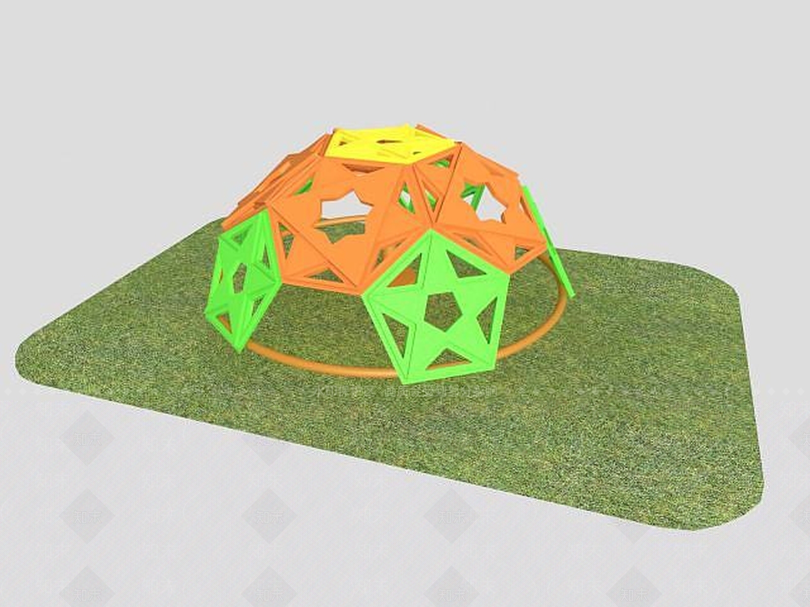 现代儿童玩具半球攀爬架3D模型下载【ID:1188931042】