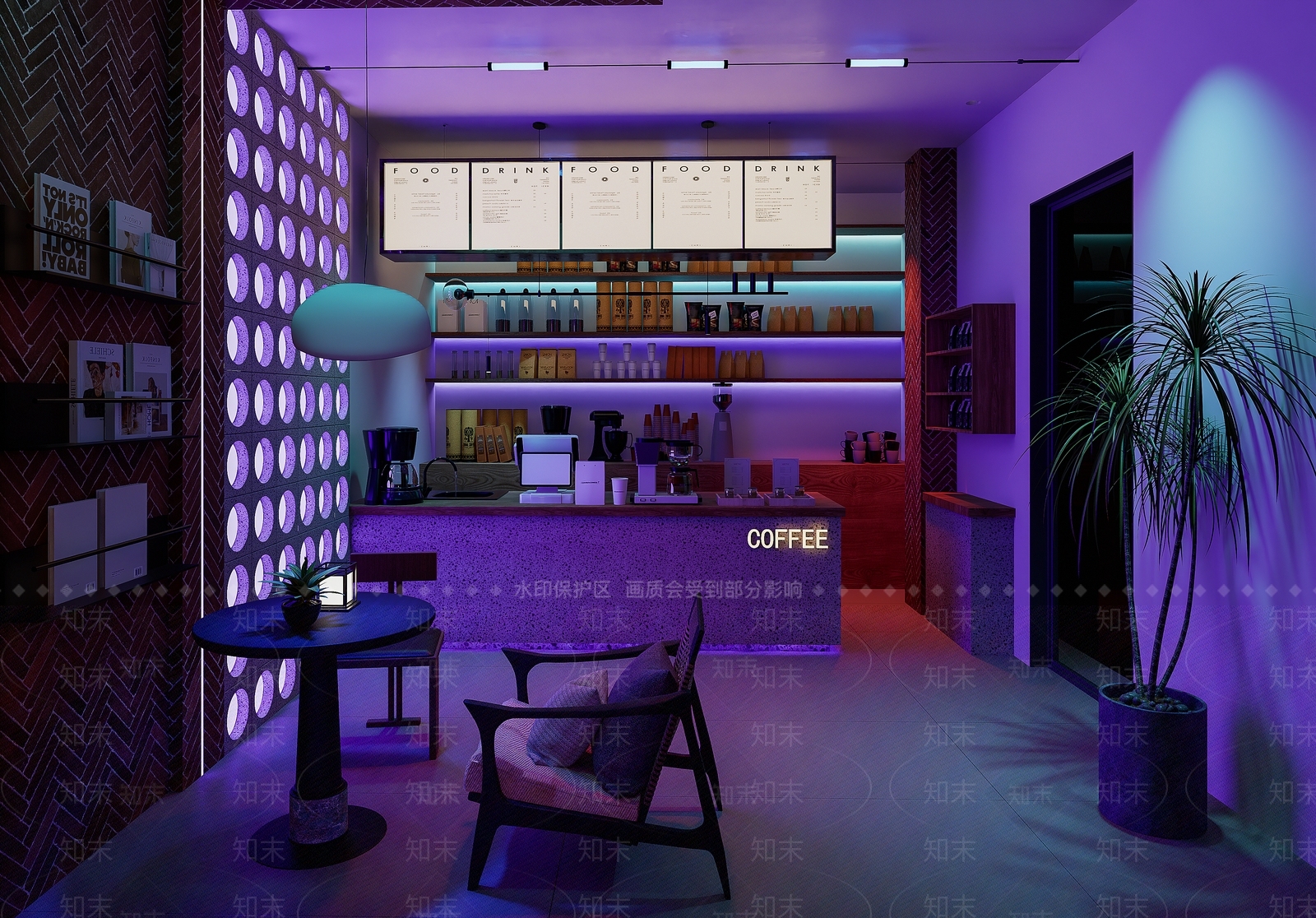 复古侘寂咖啡厅SU模型下载【ID:1188931723】