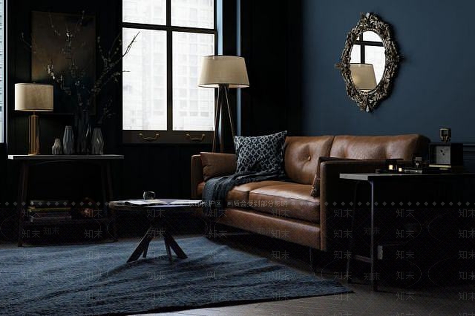 现代皮质沙发组合3D模型下载【ID:1188931639】