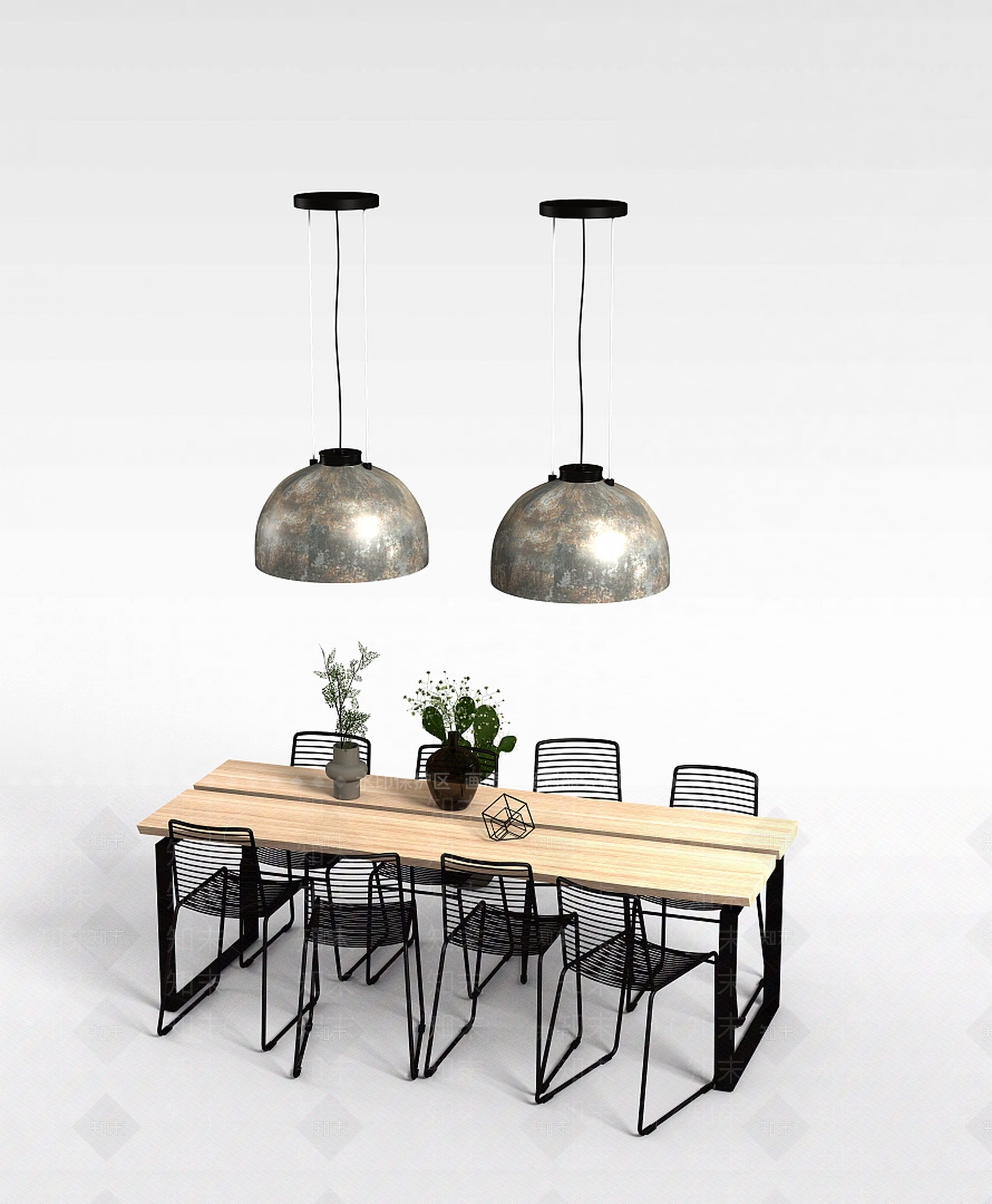 工业风餐桌椅3D模型下载【ID:1188931878】