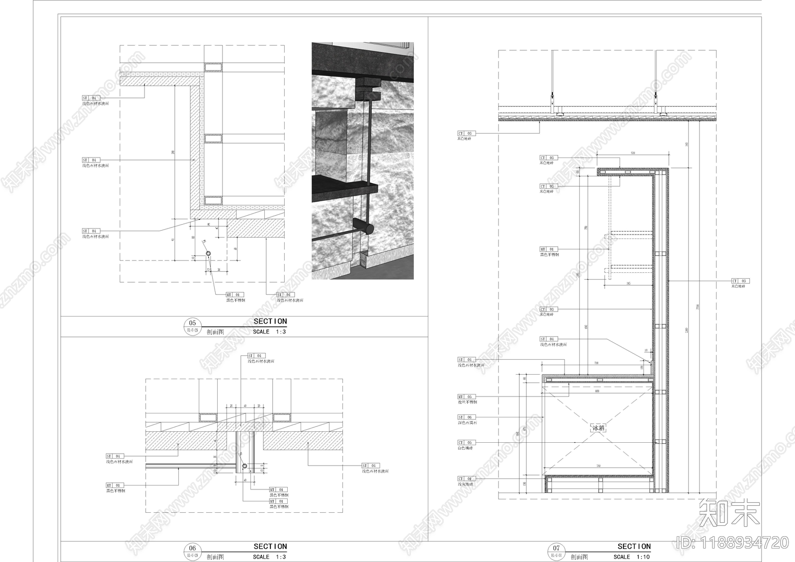 现代中古自助餐厅cad施工图下载【ID:1188934720】