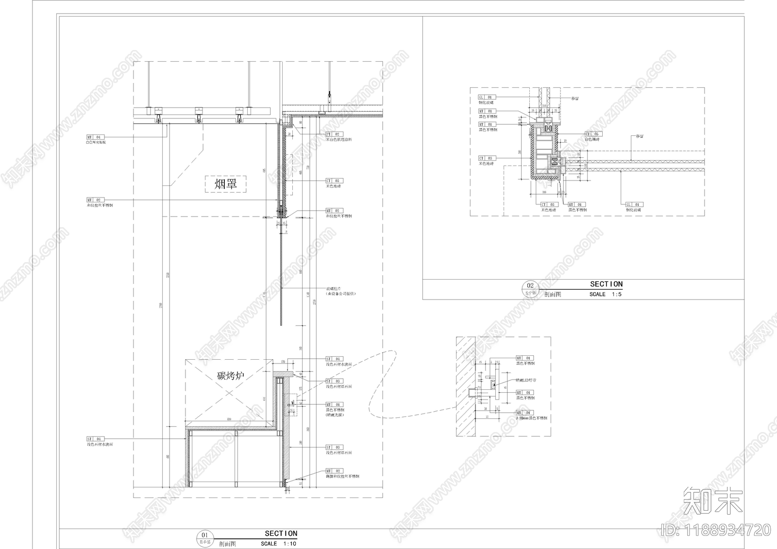 现代中古自助餐厅cad施工图下载【ID:1188934720】