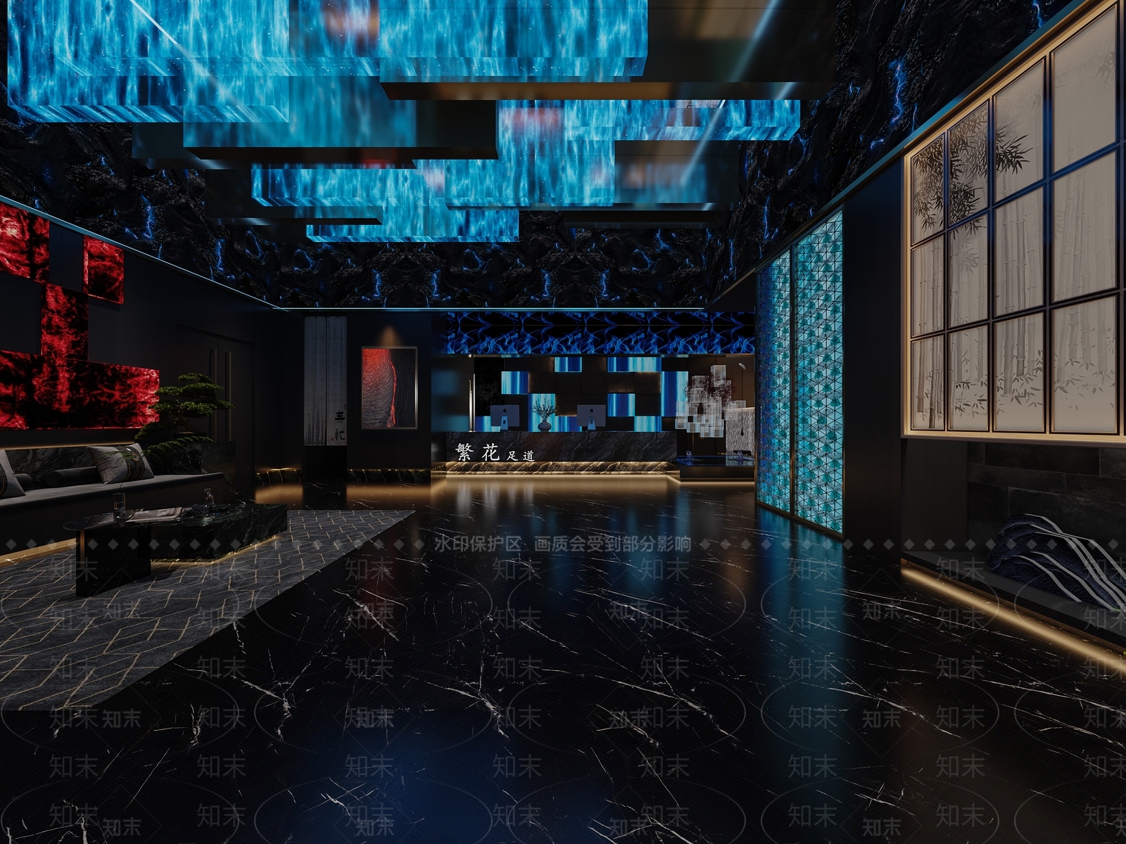 现代新中式足浴店3D模型下载【ID:1188941866】
