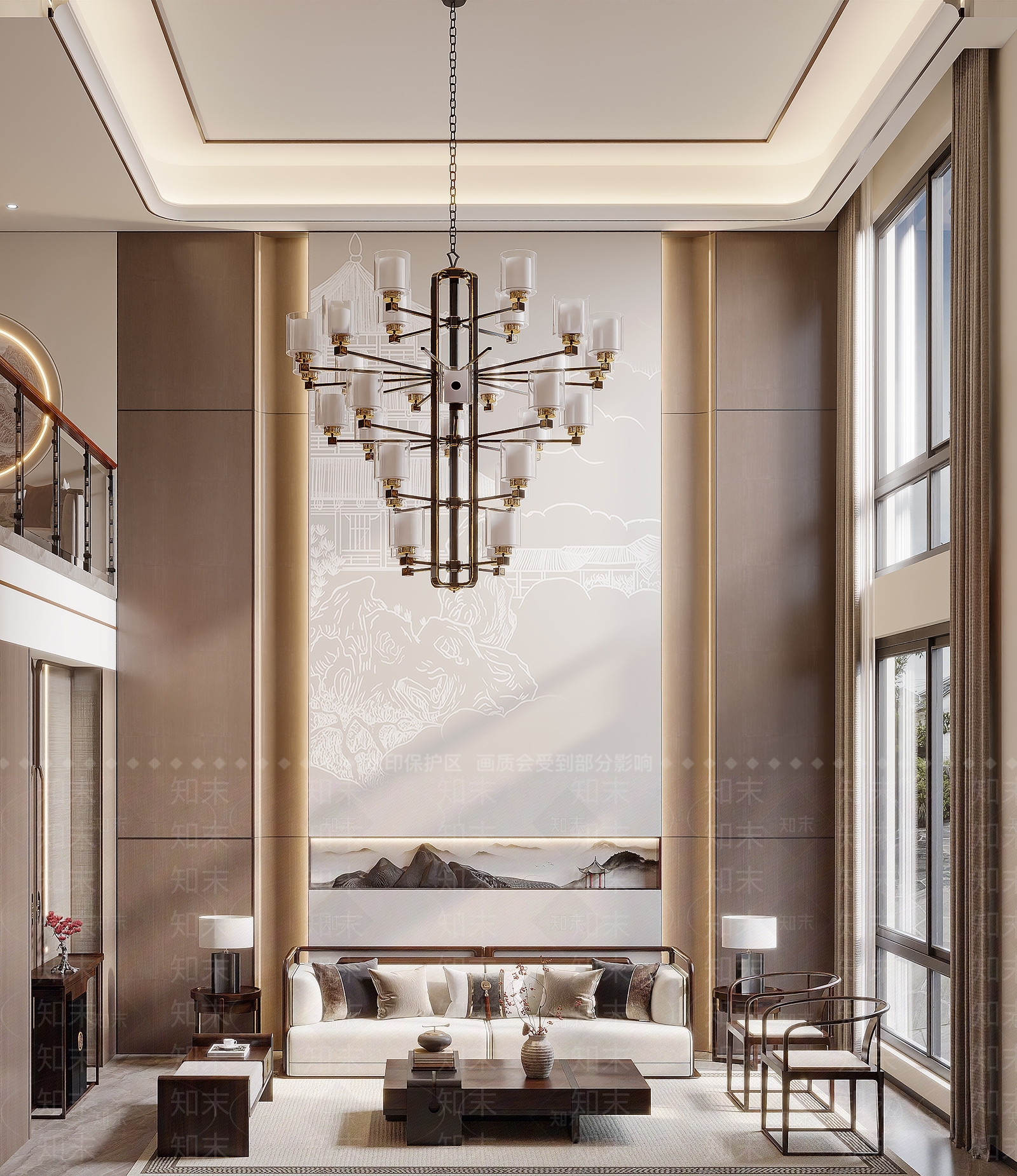 新中式别墅客厅3D模型下载【ID:1188937000】