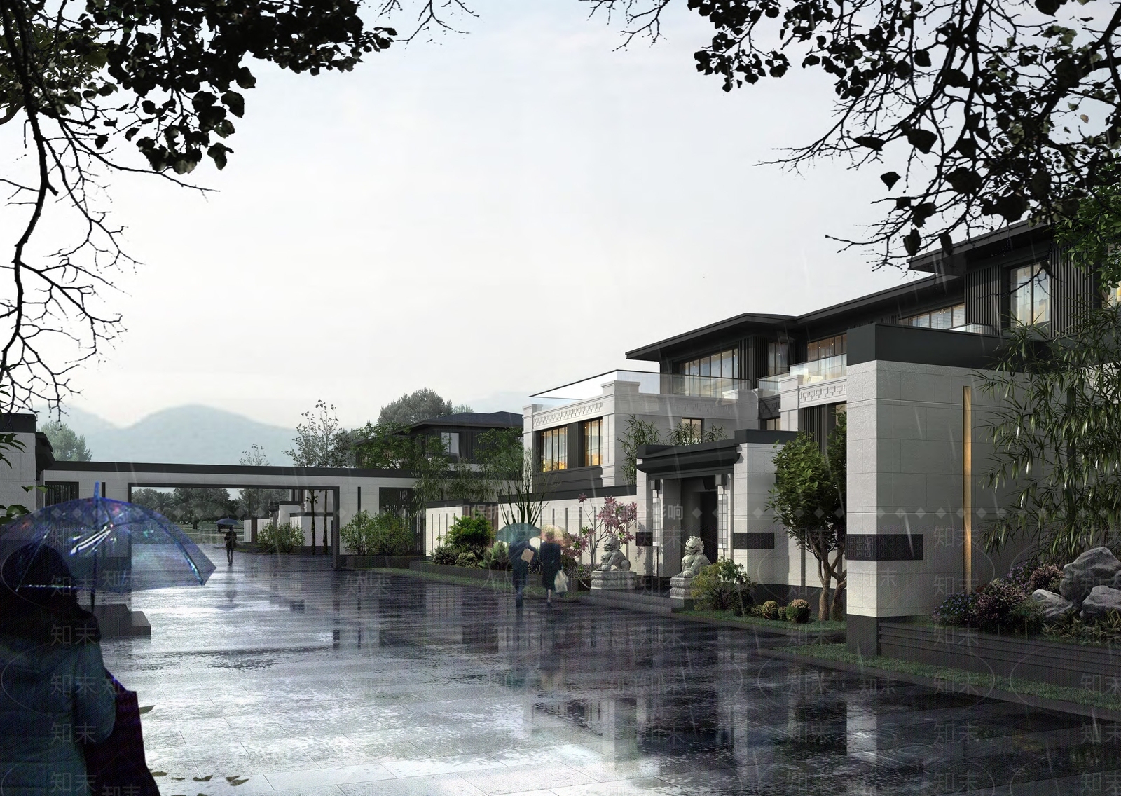 新中式现代小区建筑SU模型下载【ID:1188939729】