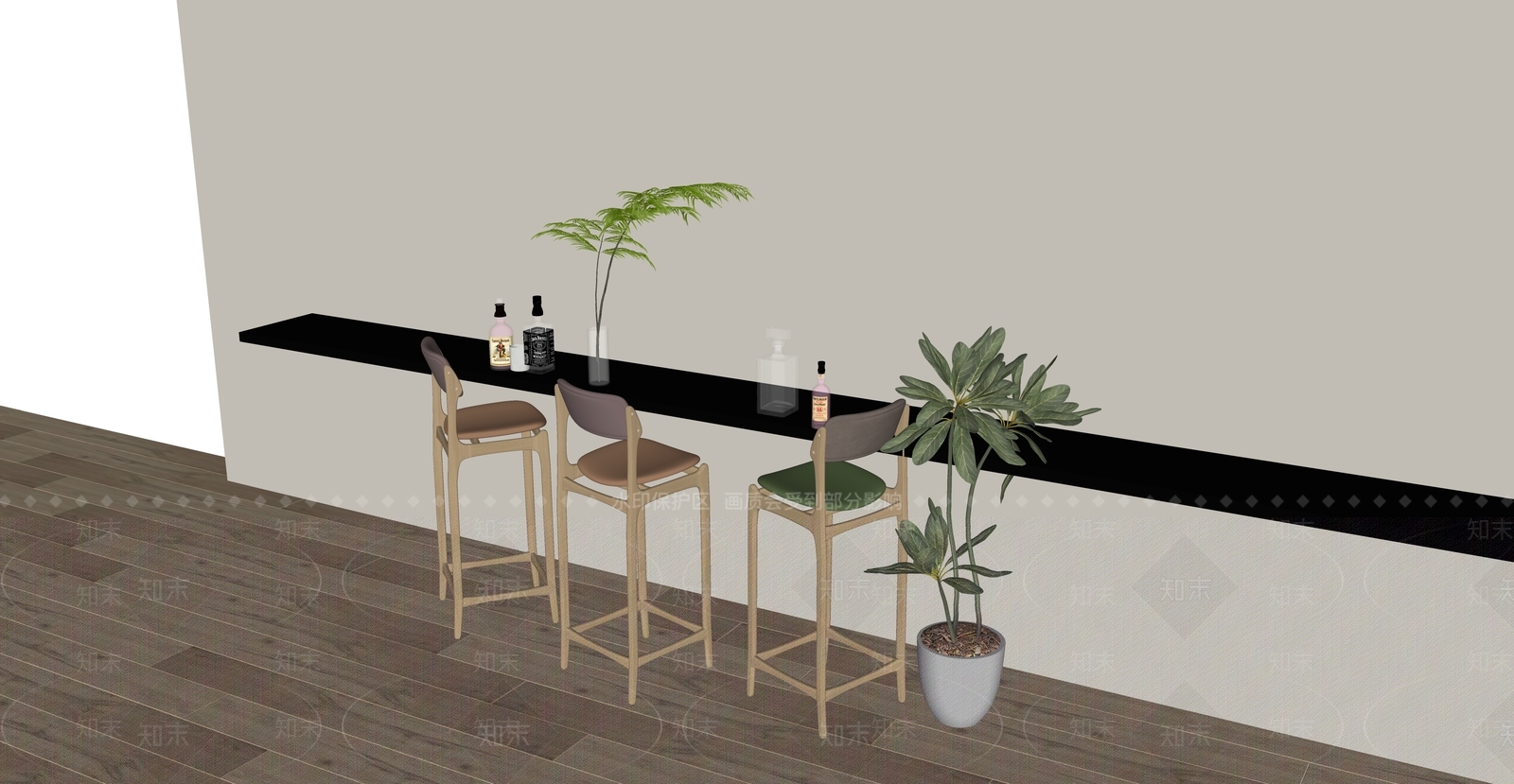简约侘寂吧椅SU模型下载【ID:1188940595】